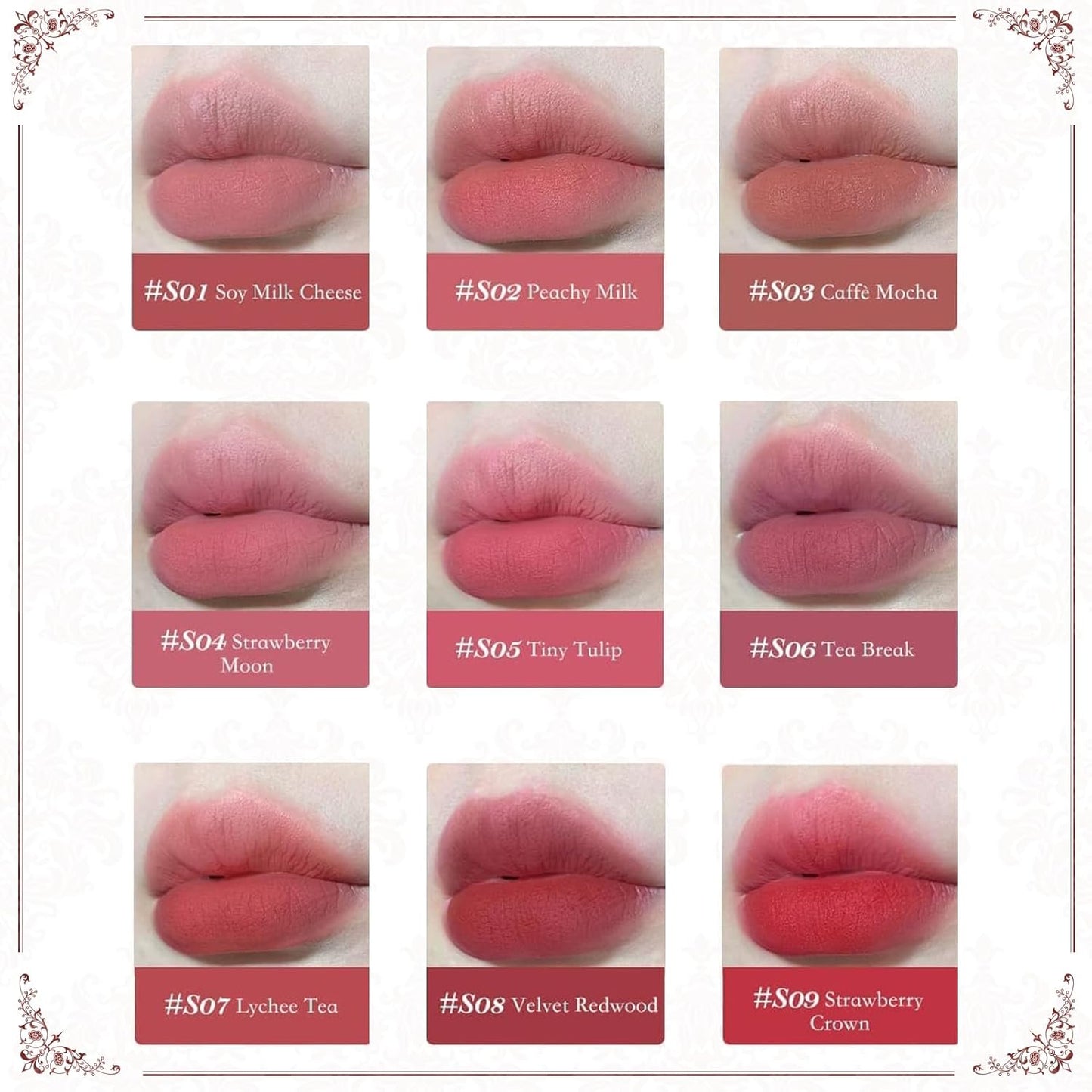 Flower Knows Strawberry Rococo Cloud Lip Cream,Velvety Matte Liquid Lipstick,Pink Lipstick,Long Lasting Lip Stain,Kiss-proof Blurred Lipstick for Girls&Women,0.12 Fl Oz(S05 Tiny Tulip)