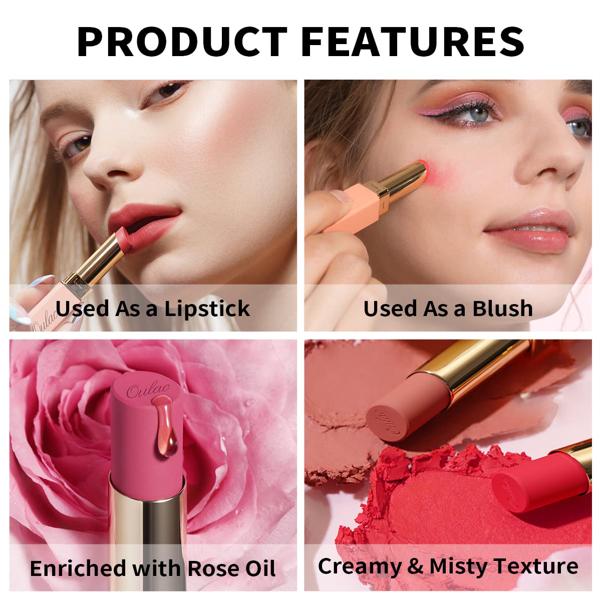 Oulac Violet Soft Matte Lipstick| Lipstick & Blush Duo| Velvet Smooth Lip Stick| Highly Pigmented & Misty Texture| Full Coverage Lip Stains Enriched with Rose Oil| Vegan & Clean Beauty| Y11