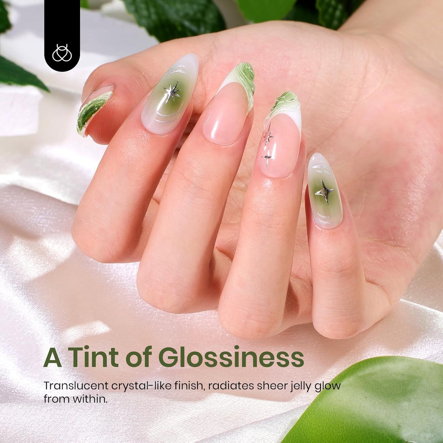Beetles Green Gel Nail Polish - 15ml Olive Green Natural Jelly Gel Polish Fall Color Sheer Translucent Effect Soak Off UV Nail Art DIY Manicure Gift for Women
