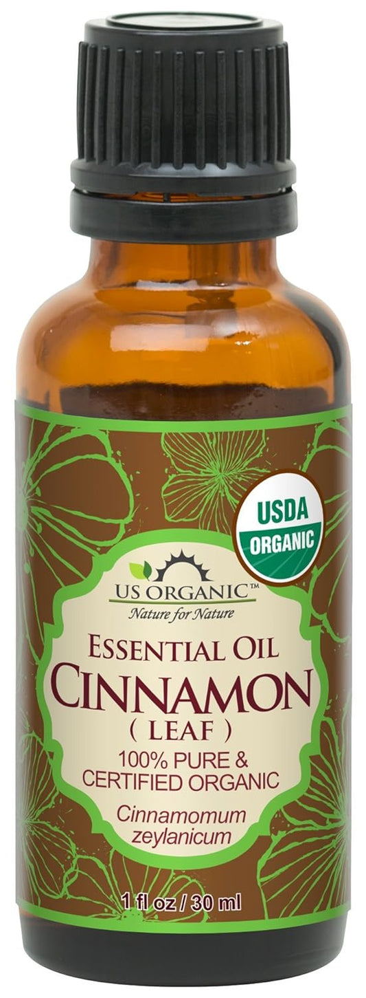 US Organic 100% Pure Cinnamon Leaf Essential Oil - USDA Certified Organic, Steam Distilled - W/Euro Dropper (More Size Variations Available) (30 ml / 1 fl oz)