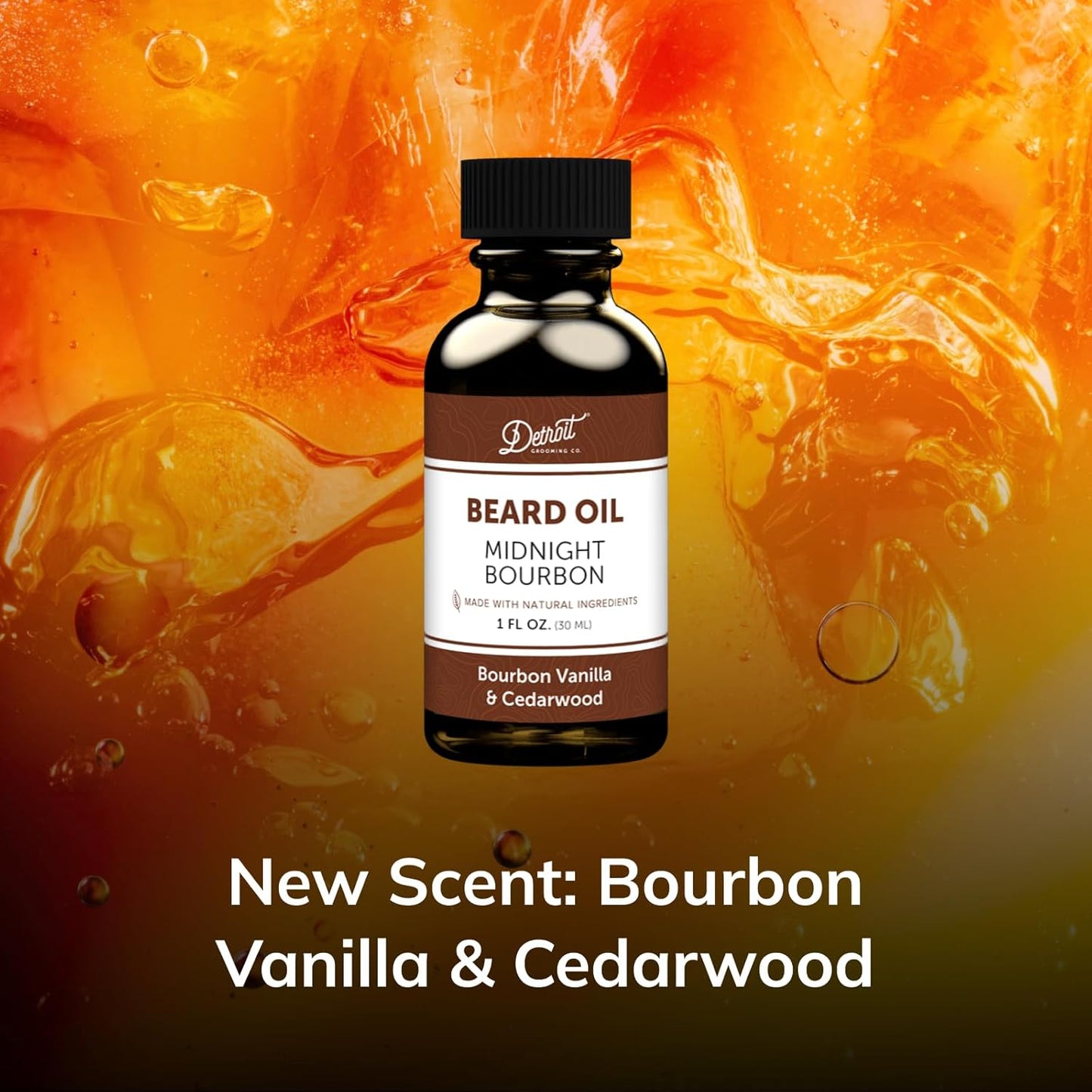 Detroit Grooming Co.| Hydrating Formula with Sweet Almond & Vitamin E • Limited Edition Midnight Bourbon Beard Oil (1 oz)