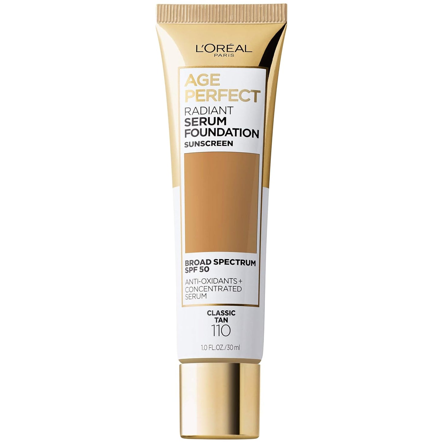 L'Oreal Paris Age Perfect Radiant Serum Foundation with SPF 50, Classic Tan, 1 Ounce