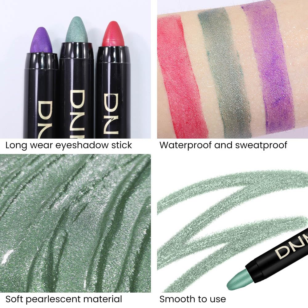 Kaely 2Pcs Cream Eyeshadow Sticks Set for Eyes Waterproof,Green Shimmer Eye shadow Stick Pencil Pen Bulk sombras en crema para ojos 34+34