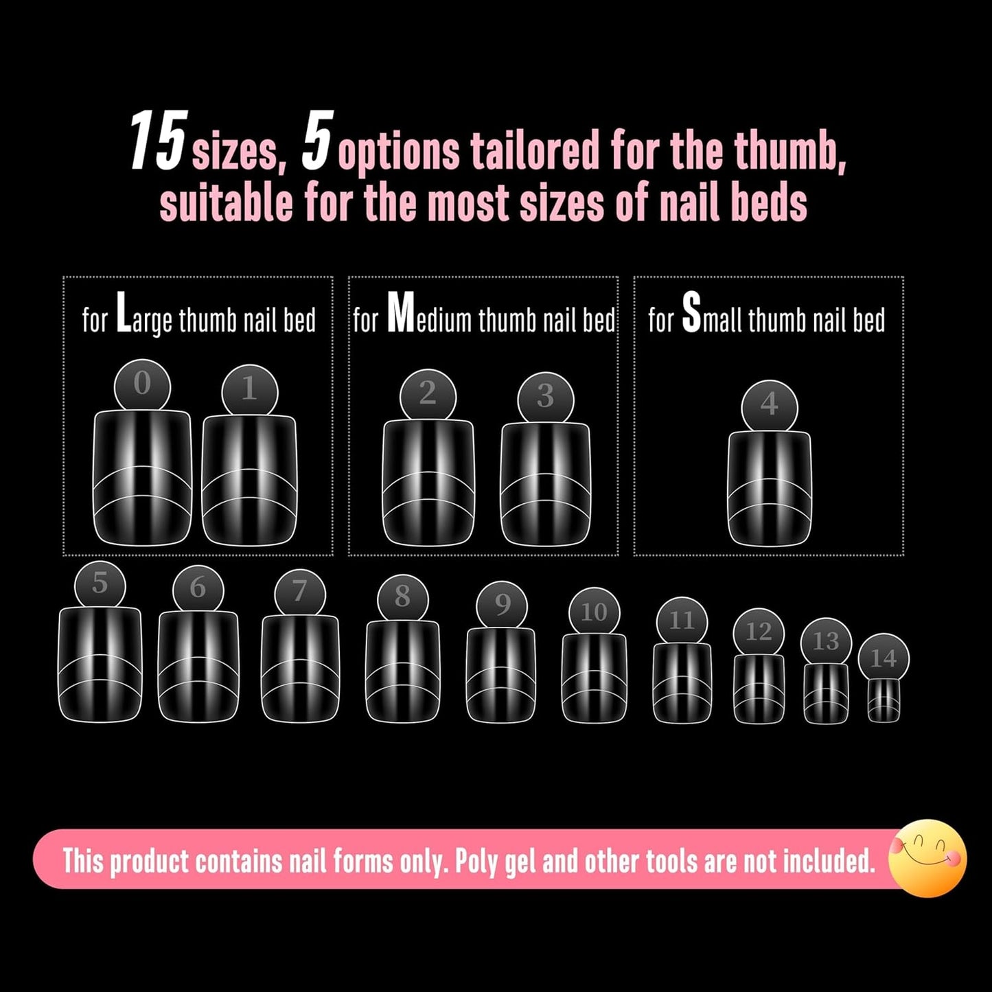 Upgrade Toe Dual Nail Forms for Poly Gel with Inner French Tips Auxiliary Line for Toenail Extension, Square Soft Gel Nail Extension, Full Cover Molds for Pedicure DIY x 15 Sizes 270 pcs