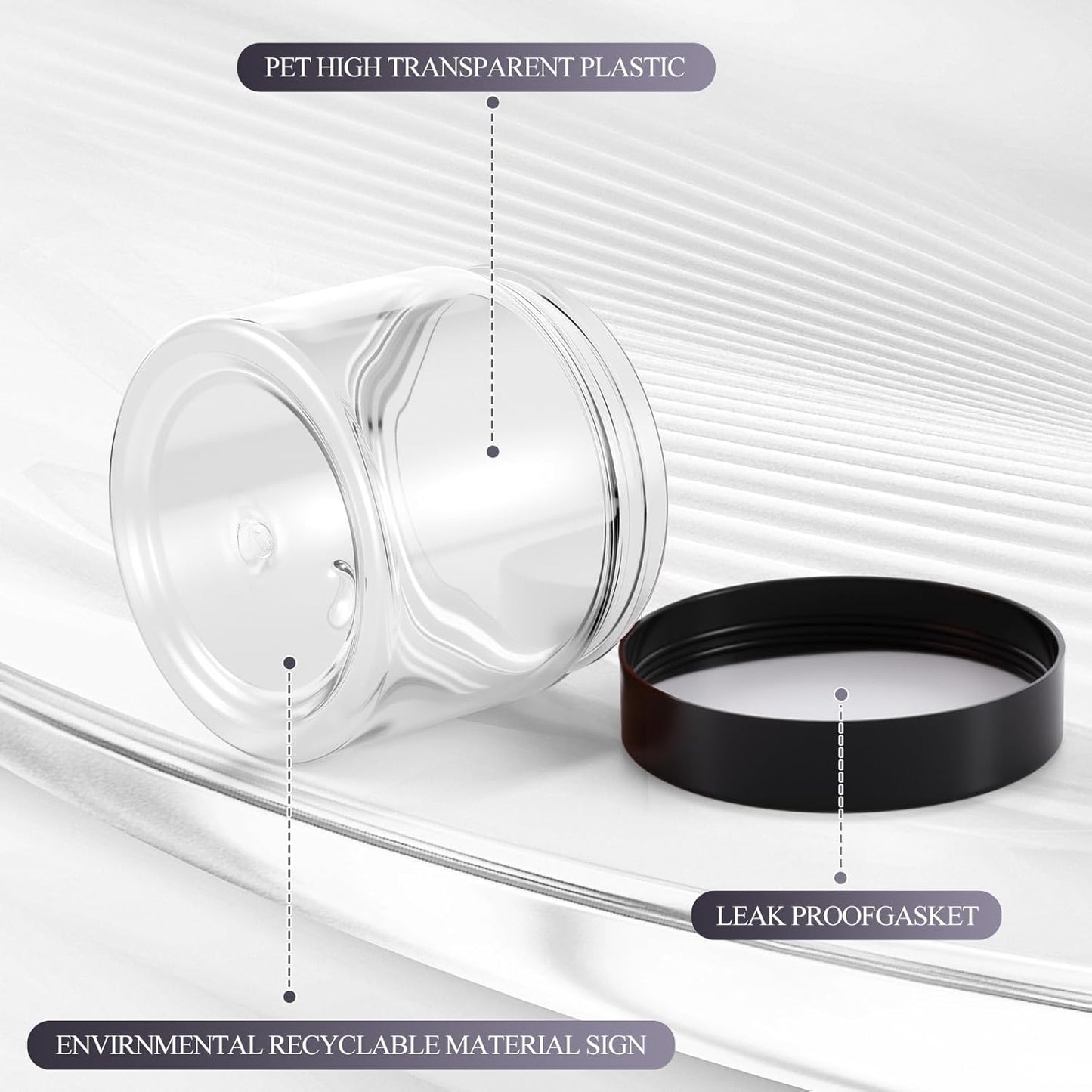 SATINIOR 36 Pieces 1 oz Plastic Jars with Lids Wide Mouth Airtight Reusable Container Acrylic Cosmetic Small Jars for Lotions Ointments Travel Toiletries Creams Make up Storage(Black)