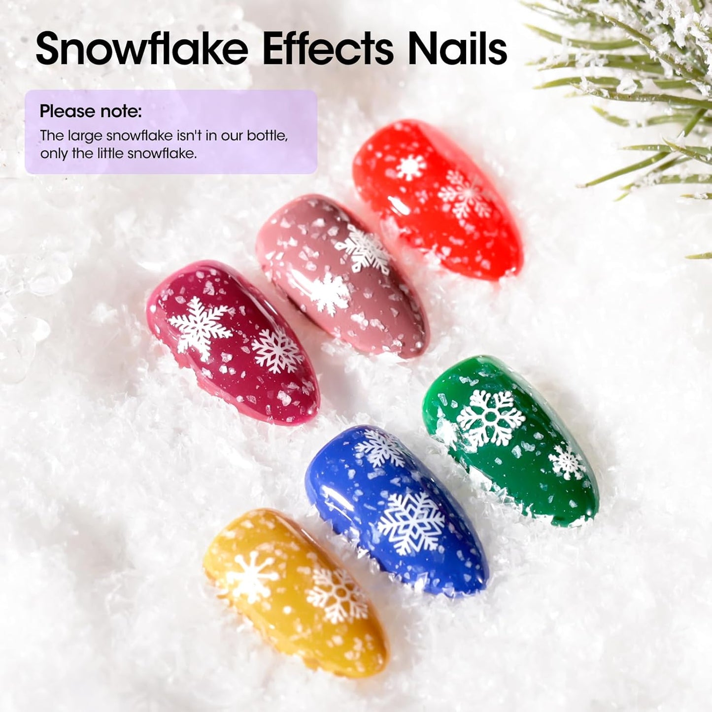 GELLEN Glitter Gel Top Coat, Snowflake Top Coat Nail Polish, Soak off Clear Glossy No Wipe Gel with Shimmer Finish, UV/LED Lamp Needed, Manicure Nail Art Gift for Halloween/Christmas/New Year