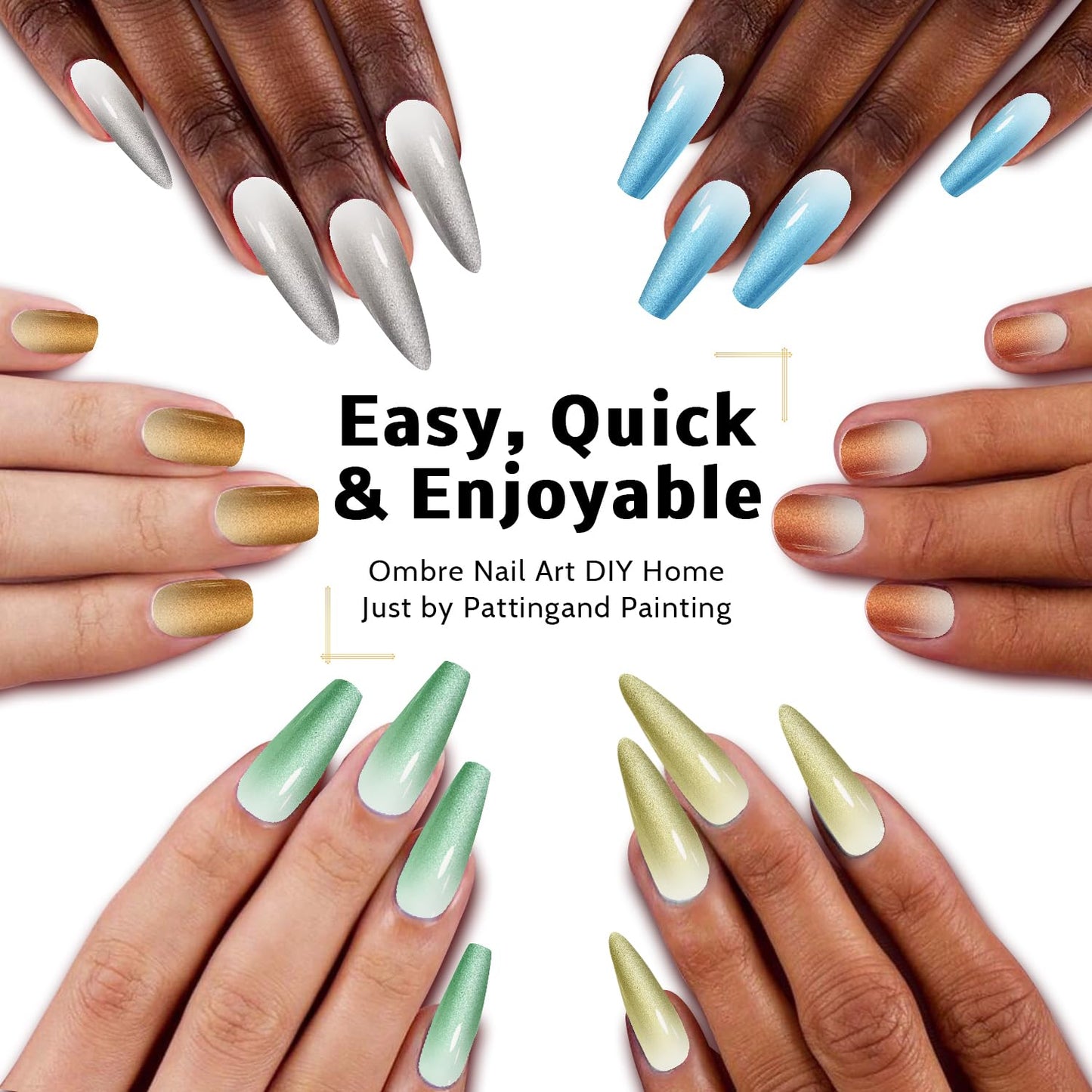 Sponge Pat Paint Nail Gel & Tools Kit, 9 Colors Ombre Nails Gradient Gel Nail Blush Blooming Aura Nails Drawing Stripper Floral Painting Nail Art, No Wipe, UV/LED Curing (9 Colors Set L)