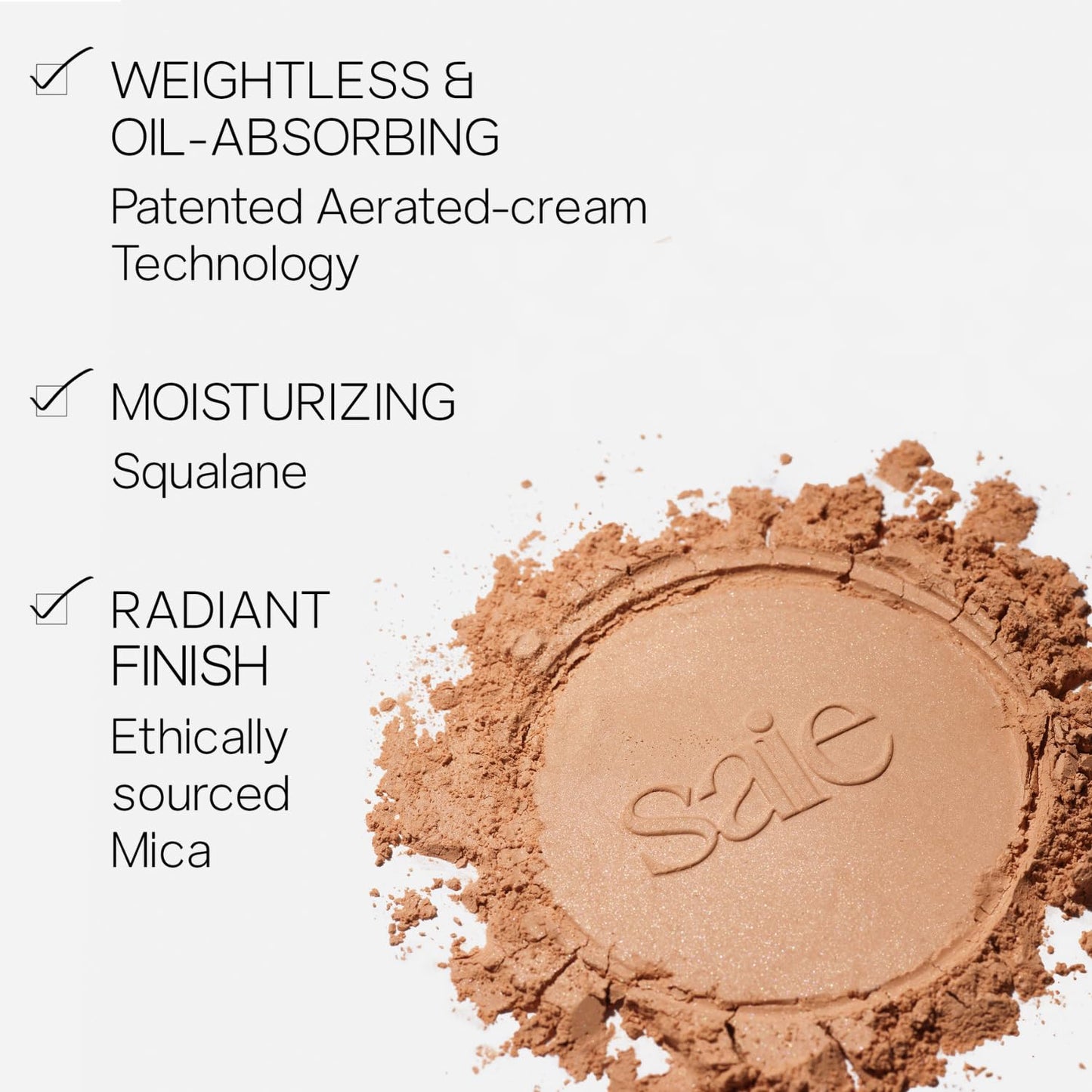 Saie Airset Radiant Loose Setting Powder - Weightless Translucent Powder to Set, Smooth + Diffuse - Formulated with Hydrating Squalane - Translucent Medium (0.14 oz)