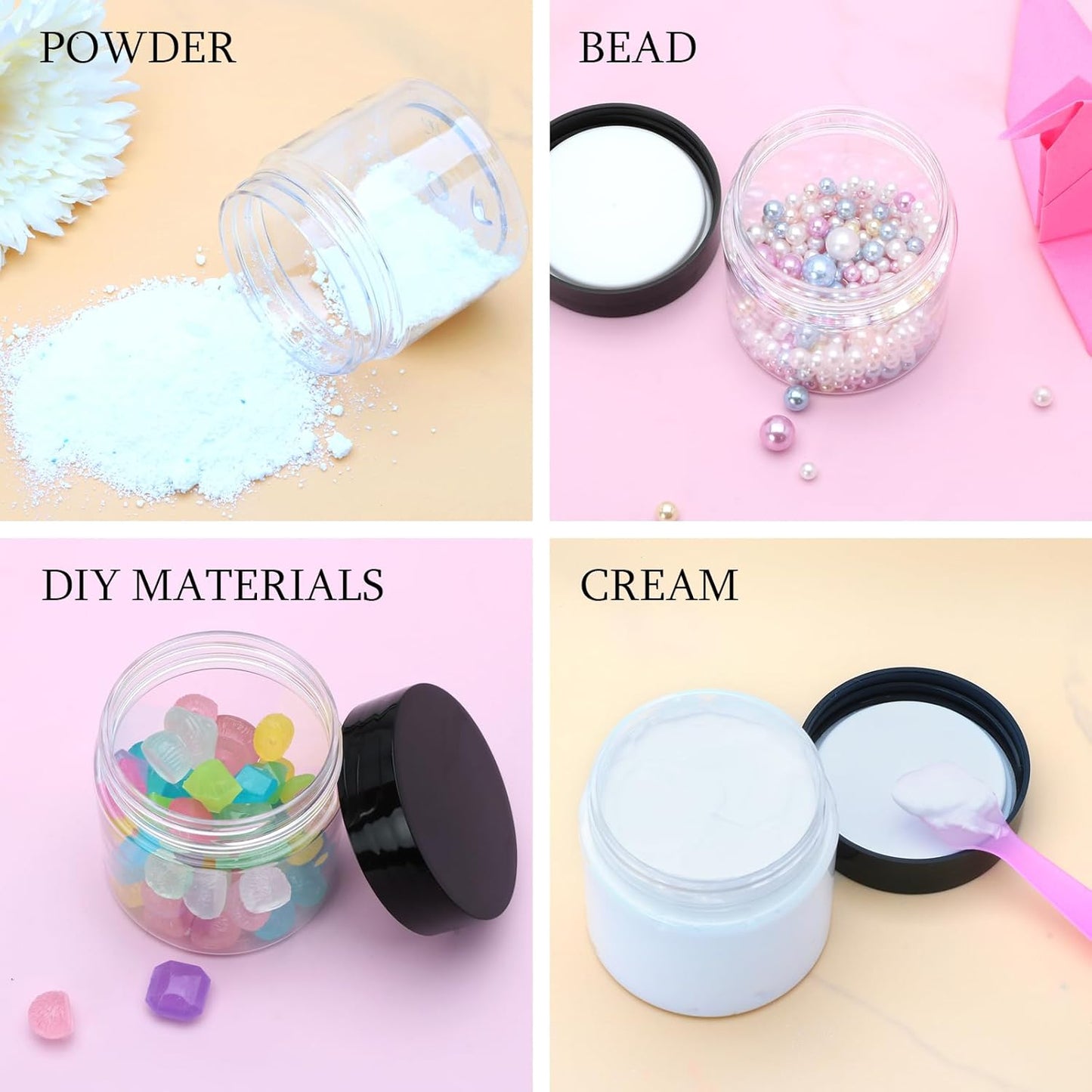 8 Pack 2oz Plastic Containers with Lids, Jars with Lids, Great for storing,lip balms, creams, ointments, cosmetics, samples