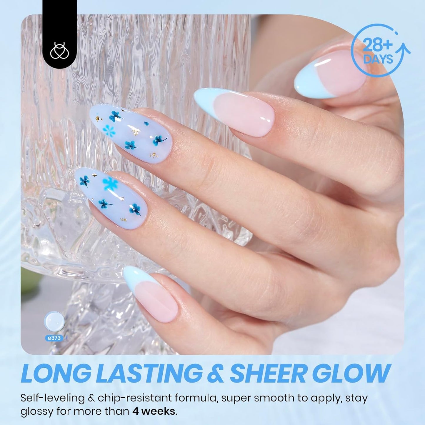 Beetles Blue Jelly Gel Nail Polish - 15ml Blueberry Milk Nails Sheer Neutral Translucent Hazy Blue Gel Polish Soak Off UV Summer Nail Art Manicure Salon Home DIY Gift for Manicure Women