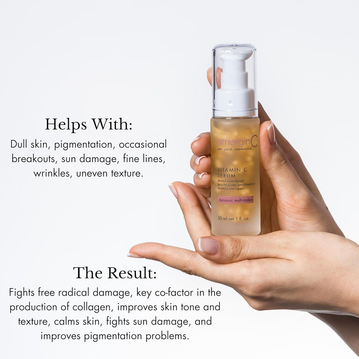 emerginC 12% Vitamin C Facial Serum - Extra Strength Micro-Encapsulated Spheres to Help Address Visible Signs of Aging + Dark Spot (1 Ounce, 30 ml)