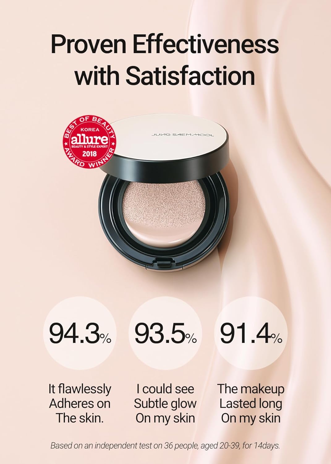 [JUNGSAEMMOOL OFFICIAL] Essential Skin Nuder Cushion (Pink Light) | Refill Included | Natural Finish | Buildable Coverage | Makeup Artist Brand | Cream Foundation