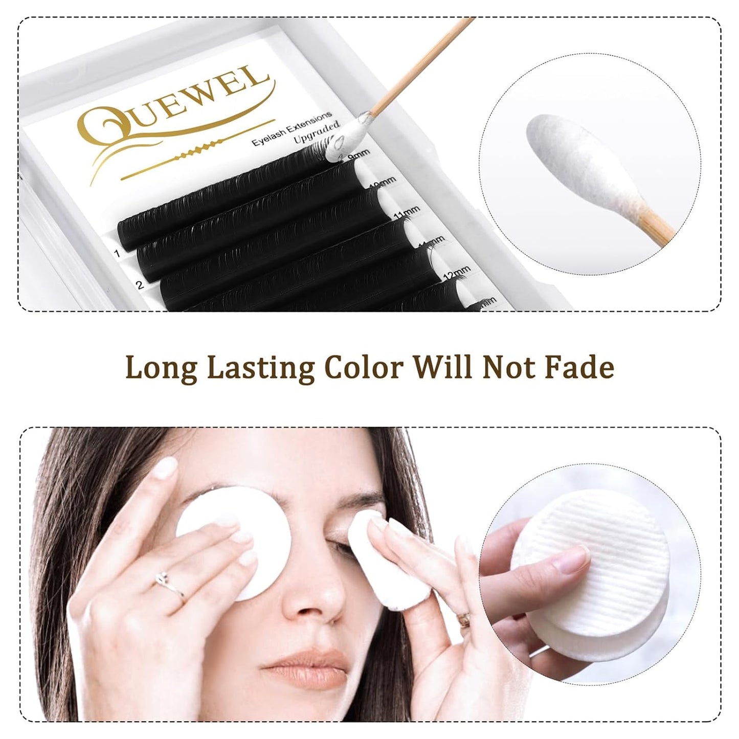 Easy Fan Volume Lashes 0.07 D Curl Black Volume Lash Extensions 9-16mm Mixed Lash Tray Color Lashes Extension Self Fanning 2D-10D Eyelash Extensions by QUEWEL (Black 0.07 D 9-16mm)