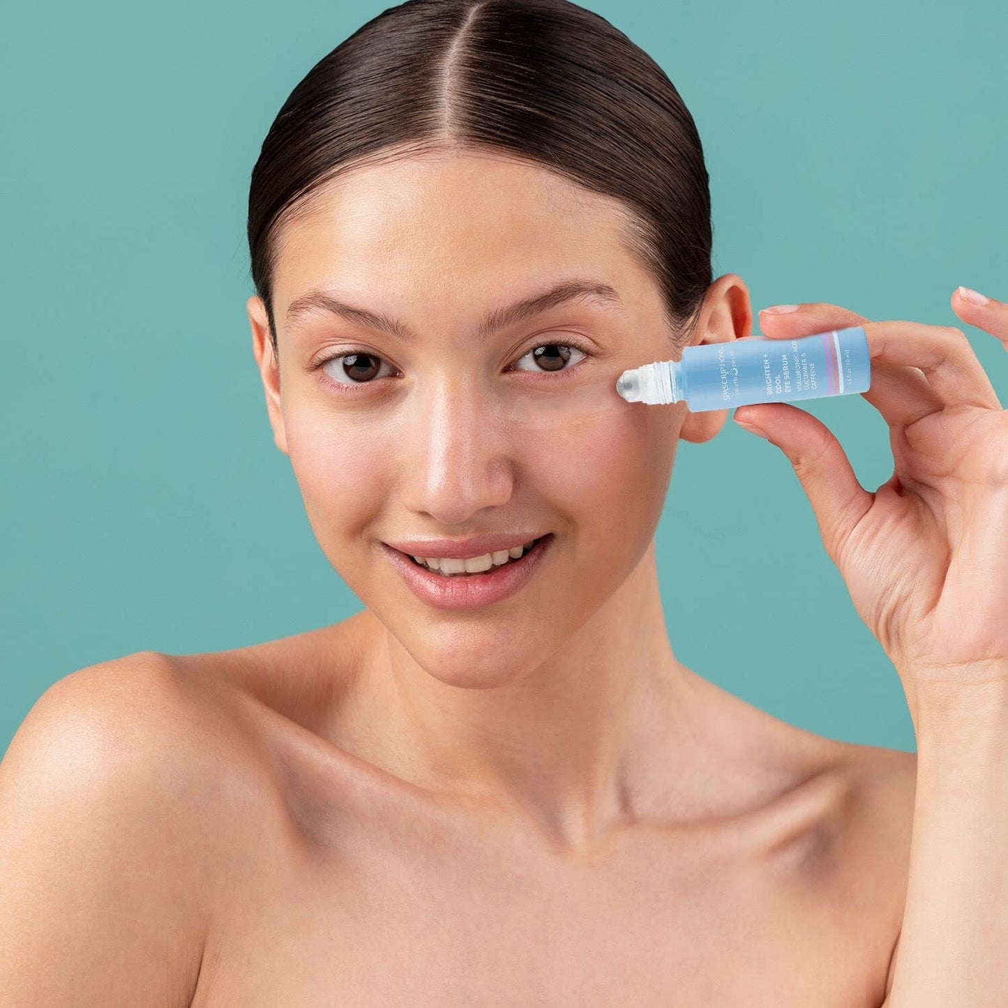 Brighten + Cool Eye Serum with Hyaluronic Acid, Cucumber & Caffeine to Depuff Eyes and Roller Ball Applicator to Improve Lymphatic Drainage - 0.5 fl oz