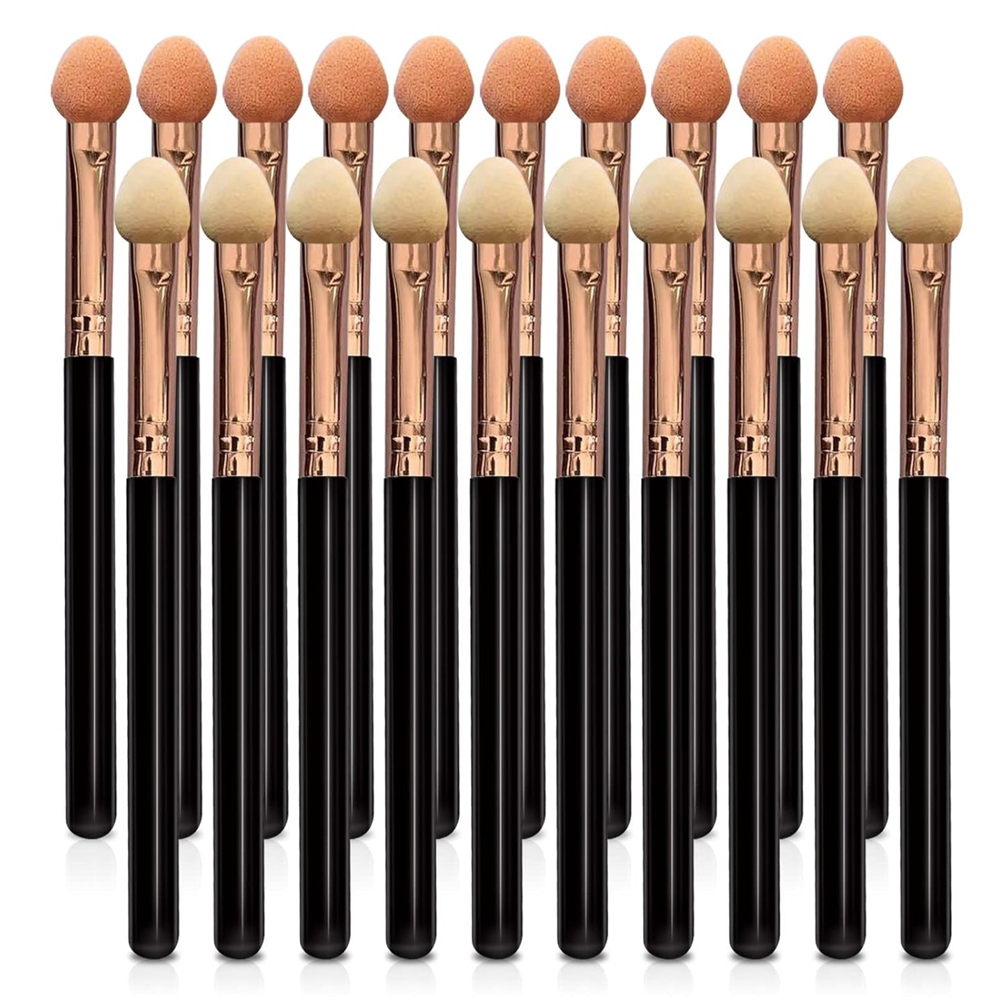 Eyeshadow Applicators Double Sided Sponge Tip Foam Reusable，20Pcs Professional Organic Long Handle Washable Makeup Eye Shadow Brush Set