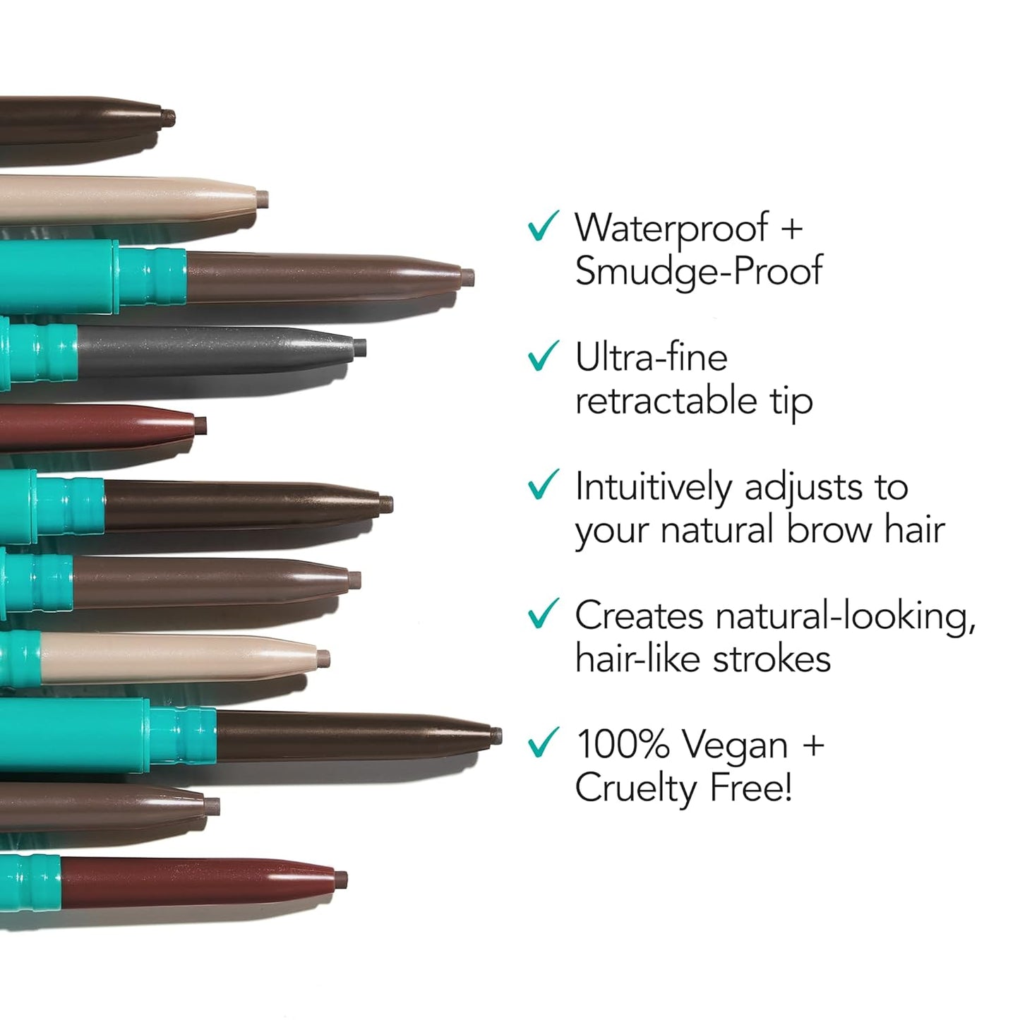 Thrive Causemetics Infinity Waterproof Eyebrow Pencil, Retractable Brow Pencil with Hyaluronic Acid & Shea Butter, Dual Ended Eyebrow Brush Spoolie, Fine Tip, Vegan & Cruelty Free, April (Cool Brown)
