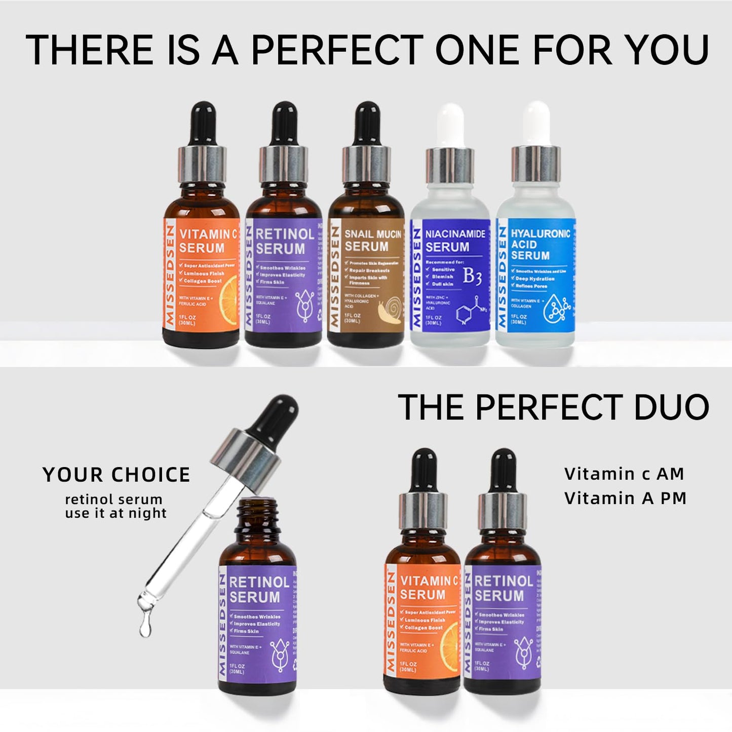 Retinol Serum for Face anti aging with Squalane Oil & Vitamin E Oil for Skin Care Night Repair Serum for Oily, Combination, Dry & Mature Skin for Daily Use 1Fl oz