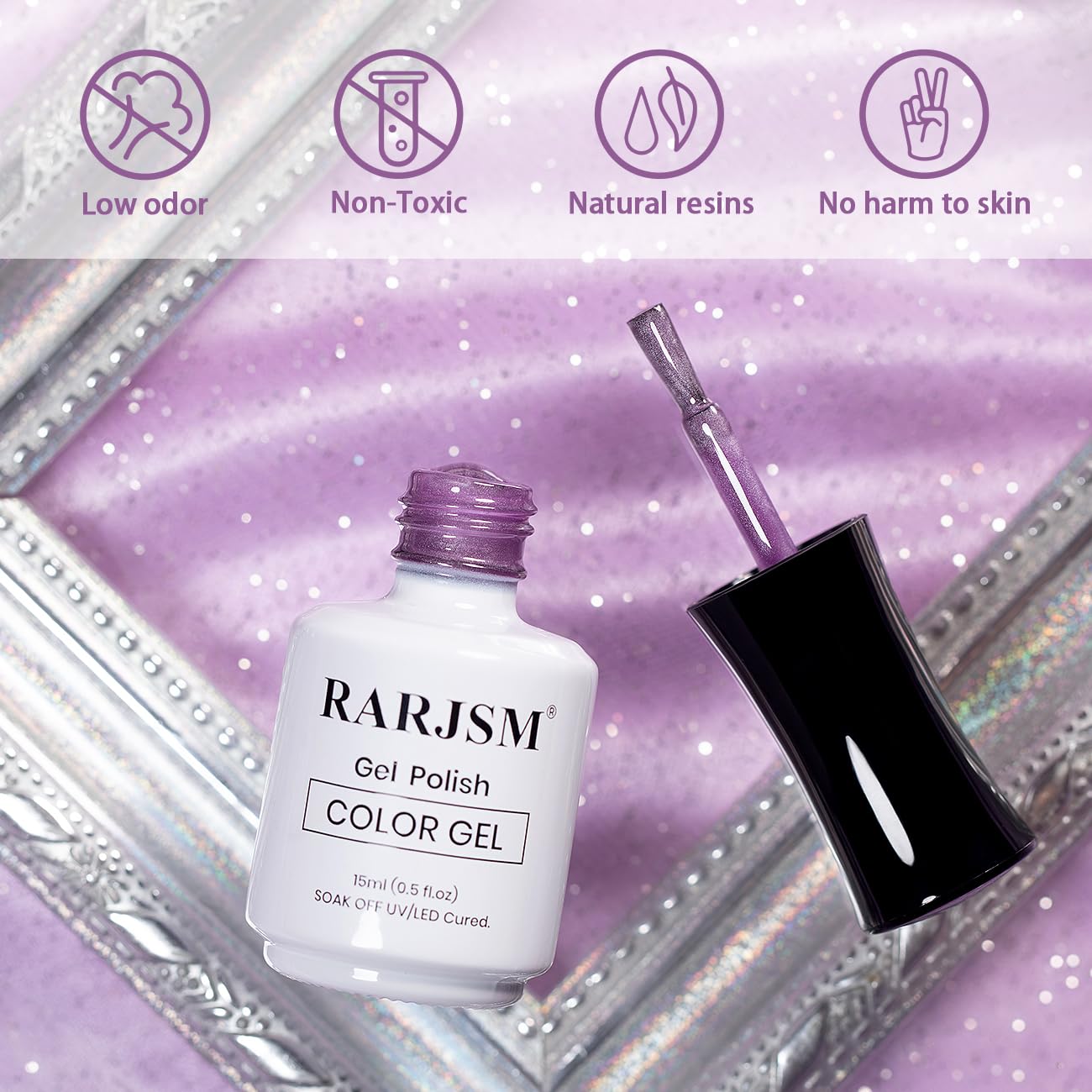 RARJSM Moonlight Mirror Cat Eye Gel Nail Polish Grape Purple Silver White Smoothie Glitter 15ml Ceramic Shimmer Velvet Cateye Gel Polish with Magnetic Stick UV LED Curing Require Soak Off Home Salon
