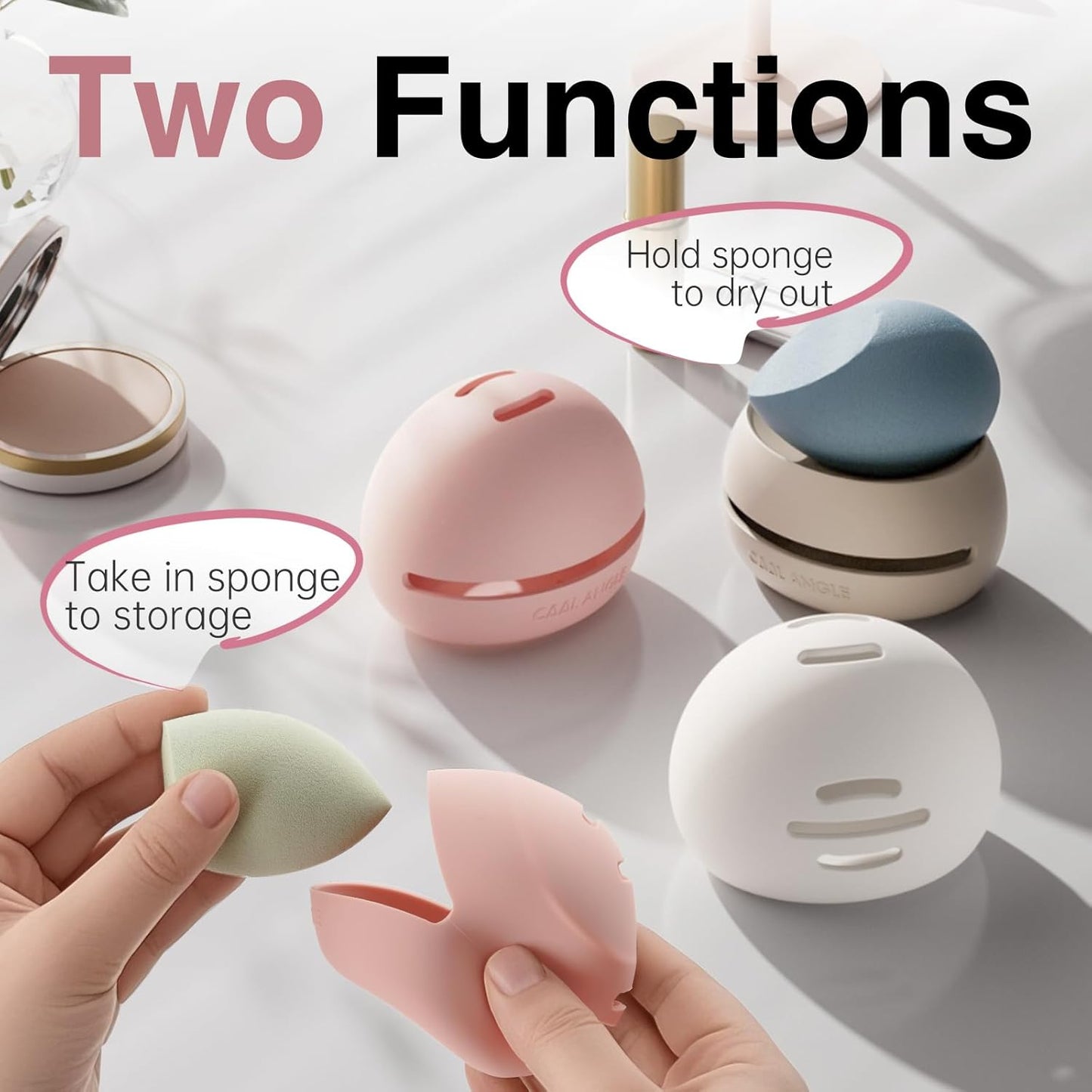 Silicone Makeup Brush Holder And Beauty Sponge Case, Travel Makeup Brush Case With Magnetic Closure, Makeup Sponge Holder 2 In 1 Stand Storage For Quick Drying Khaki