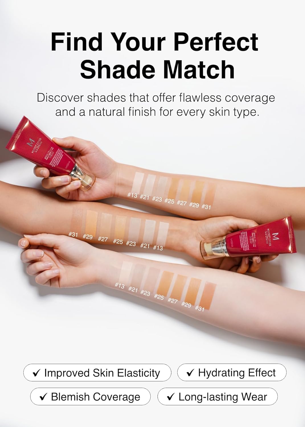 MISSHA M Perfect BB Cream No.25 Warm beige for light/medium with neutral skin tone SPF 42 PA +++ / 1.69 Fl Oz - Tinted Moisturizer for face with SPF