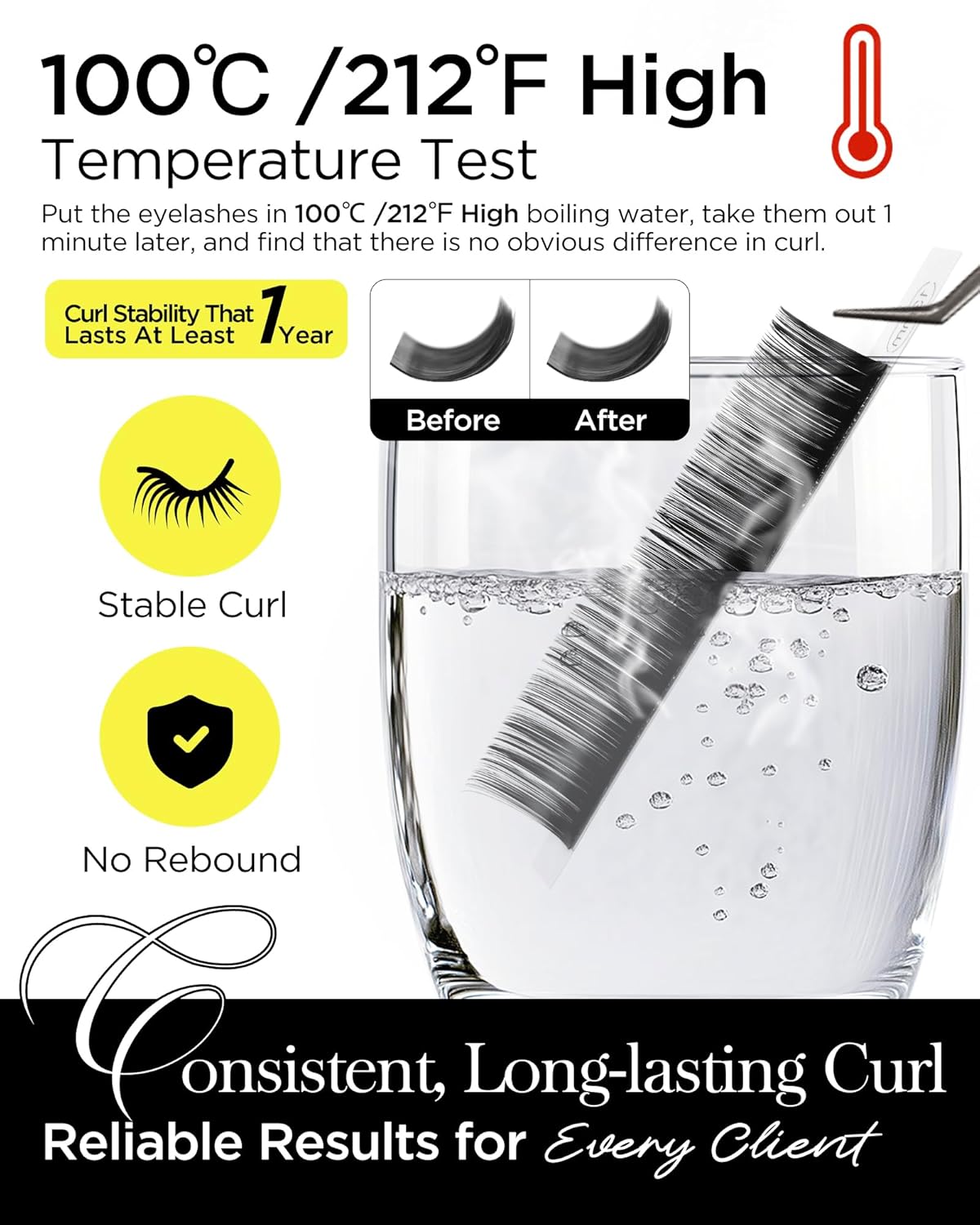 BEYELIAN Eyelash Extension 0.05 C Curl11mm Tray Easy Fan Lash Extensions Volume Lashes 100°/212°F High Temperature Resistant Classic Professional Use Natural Matte Black (0.05 C 11mm)