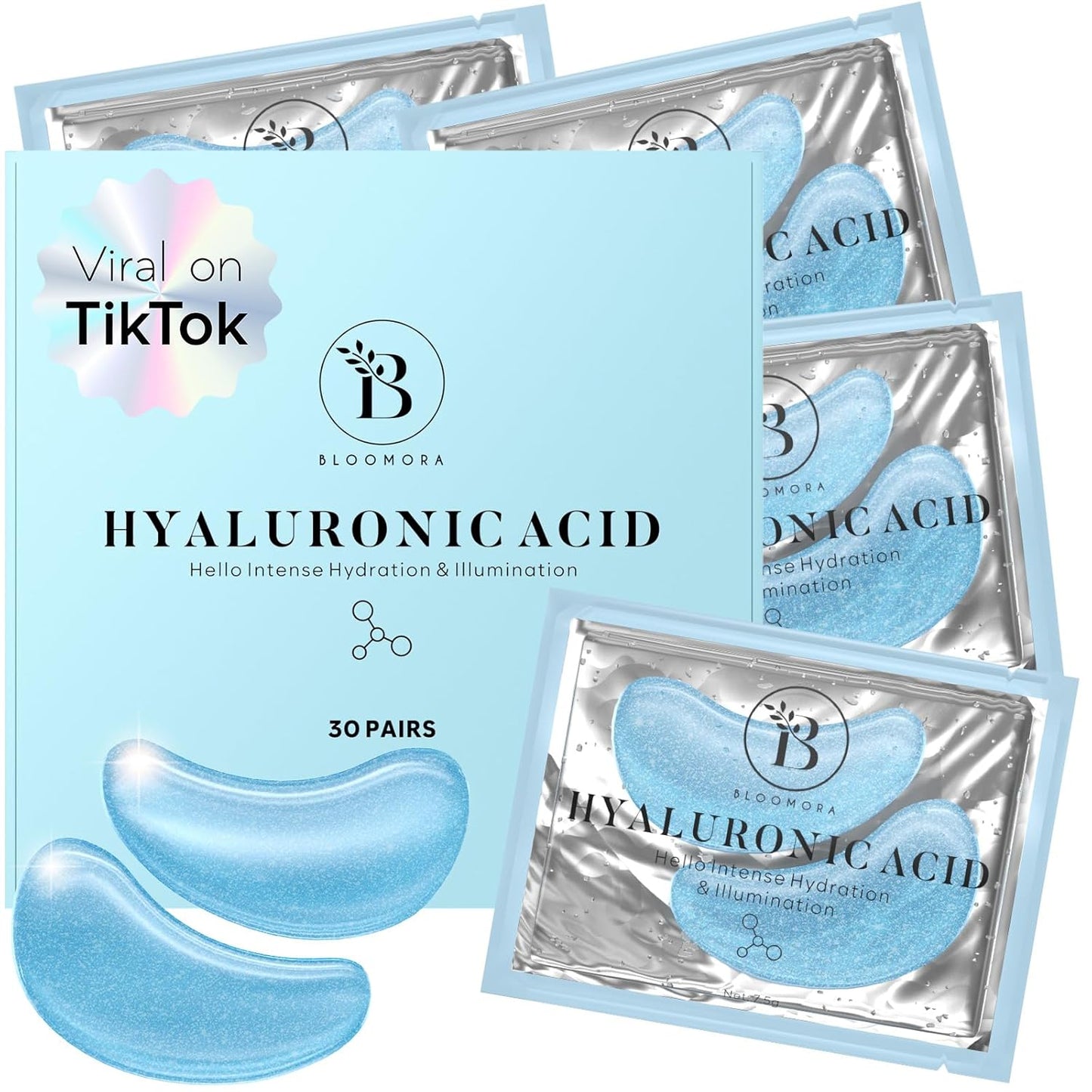 Hyaluronic Acid Eye Patches (30 Pairs) Eye Mask | Eye Masks with Niacinamide & Hyaluronic Acid | Under Eye Patches for Dark Circles | Under Eye Patches for Puffy Eyes | Eye Care