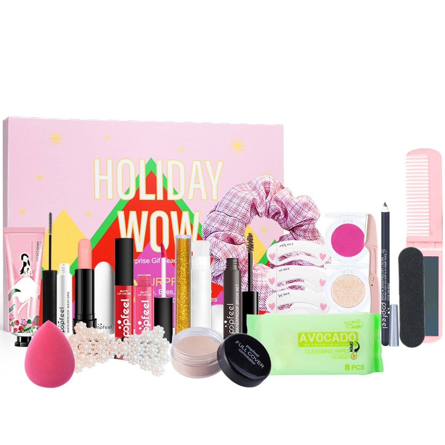 All-in-one Holiday Make up Gift Set | Makeup Kit for Women Full Kit Essential Starter Bundle Include Eyeshadow Palette Lipstick Blush Foundation Concealer Face Powder Mascara Lipgloss Brush