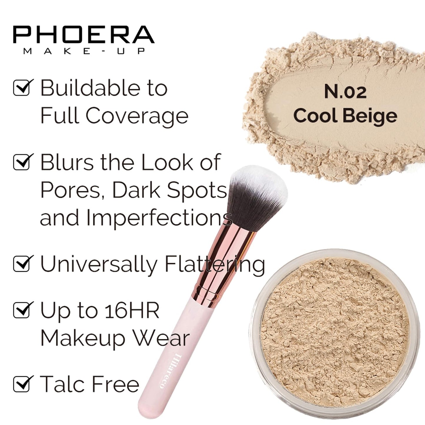 PHOERA Foundation Full Coverage Makeup, Mushroom Head Air Cushion CC Cream Natural Foundation Set,PHOERA Concealer, PHOERA Primer, PHOERA Powder, Foundation Brushes (105 Sand+ 05 Sand CC)