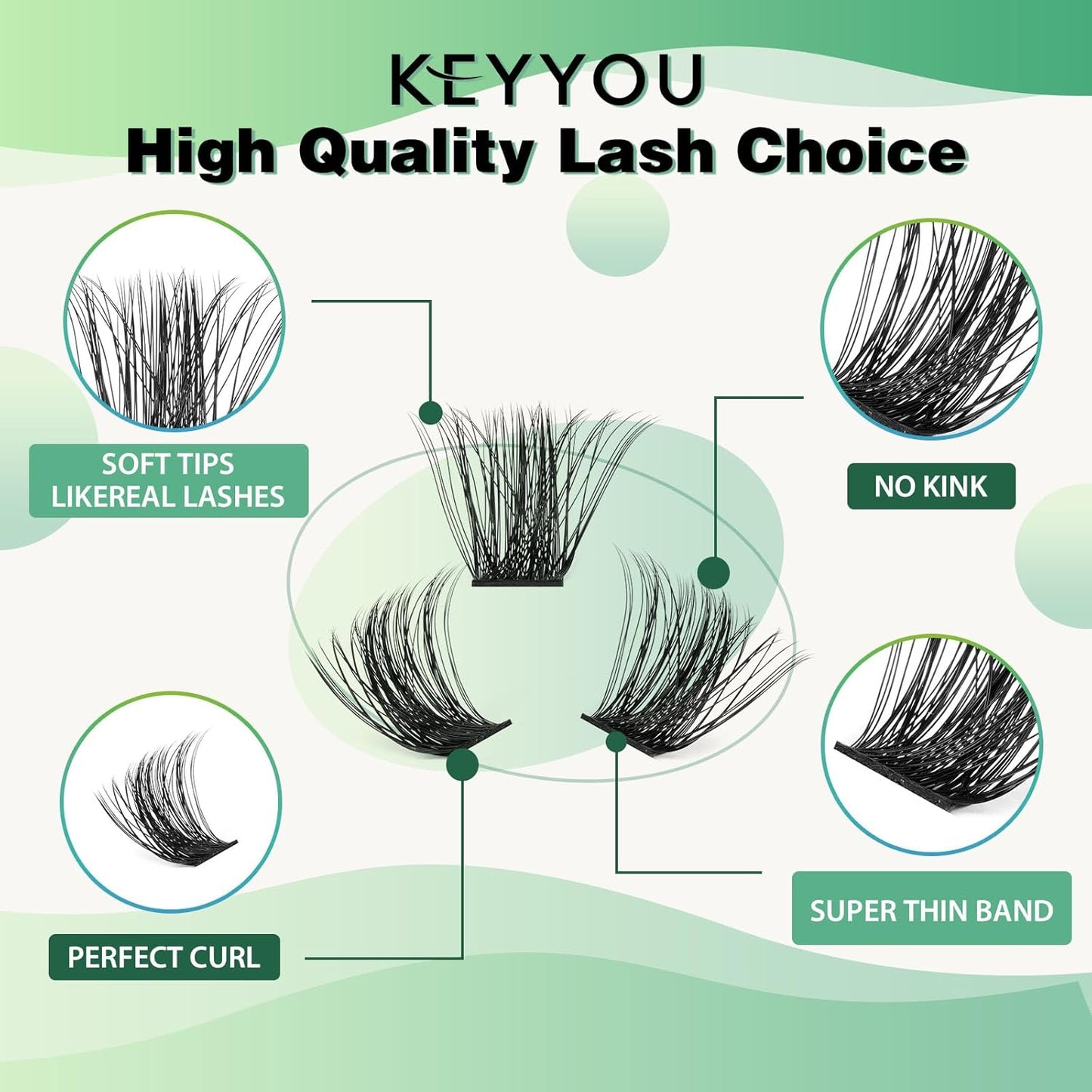 Lash Clusters 96 Pcs Cluster Lashes D Curl 10mm DIY Lash Extensions Eyelash Clusters KEYYOU Volume Wispy Individual Lashes Soft&Comfortable Easy DIY at Home(Y04,D-10mm)