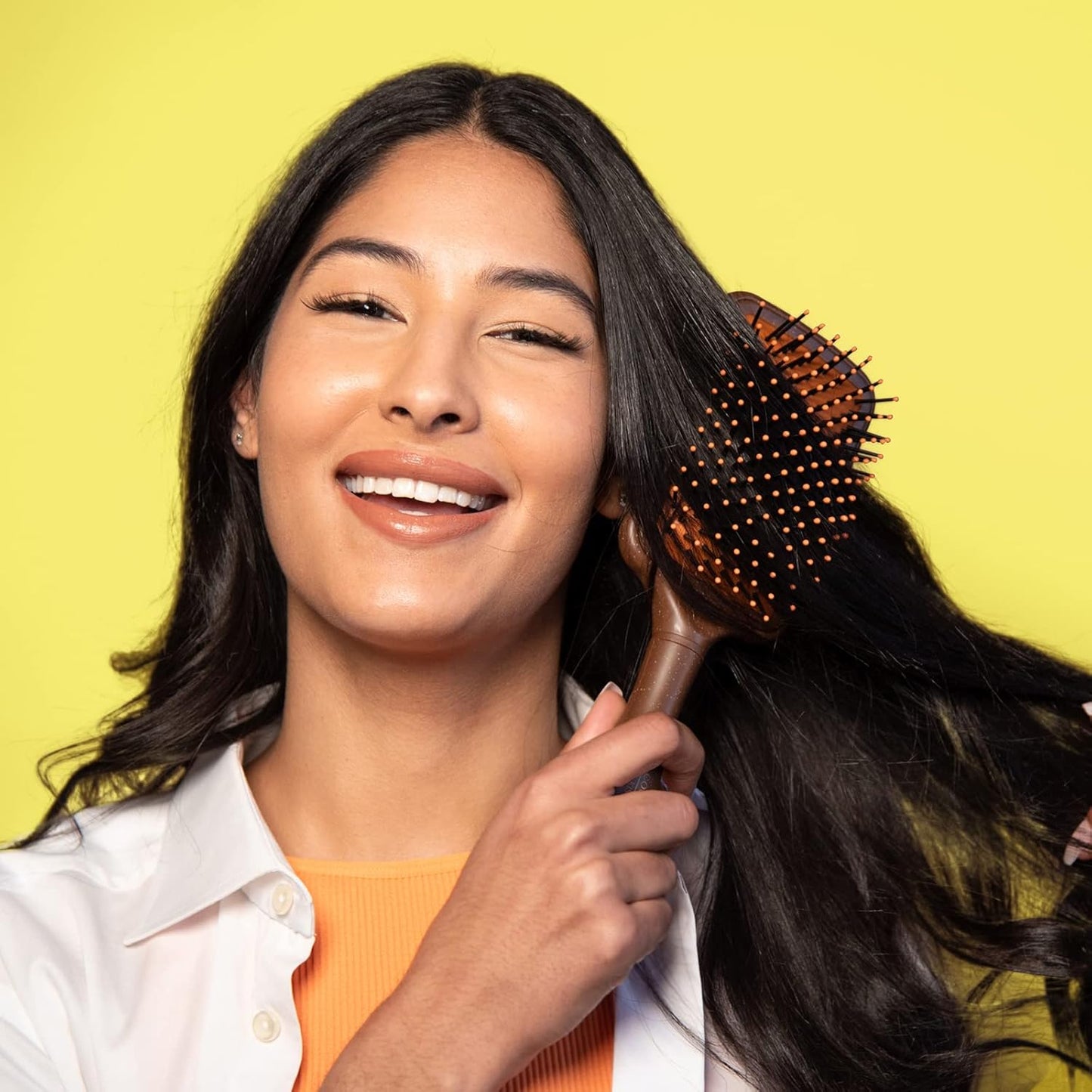 Coconut Oil Infused HAIR BRUSH, Scented Paddle Brush, for Gentle Detangling, Scalp Massage or Blow-dry. For All Hair Types. Brown