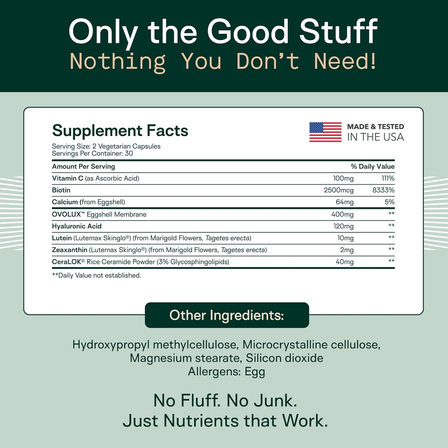 Adapt Naturals Inner Radiance Hair Skin and Nails Vitamins for Women and Men with Biotin, Collagen, Hyaluronic Acid, Vitamin C & Ceramides - Thicker Hair, Stronger Nails & Hydrated Skin Supplement