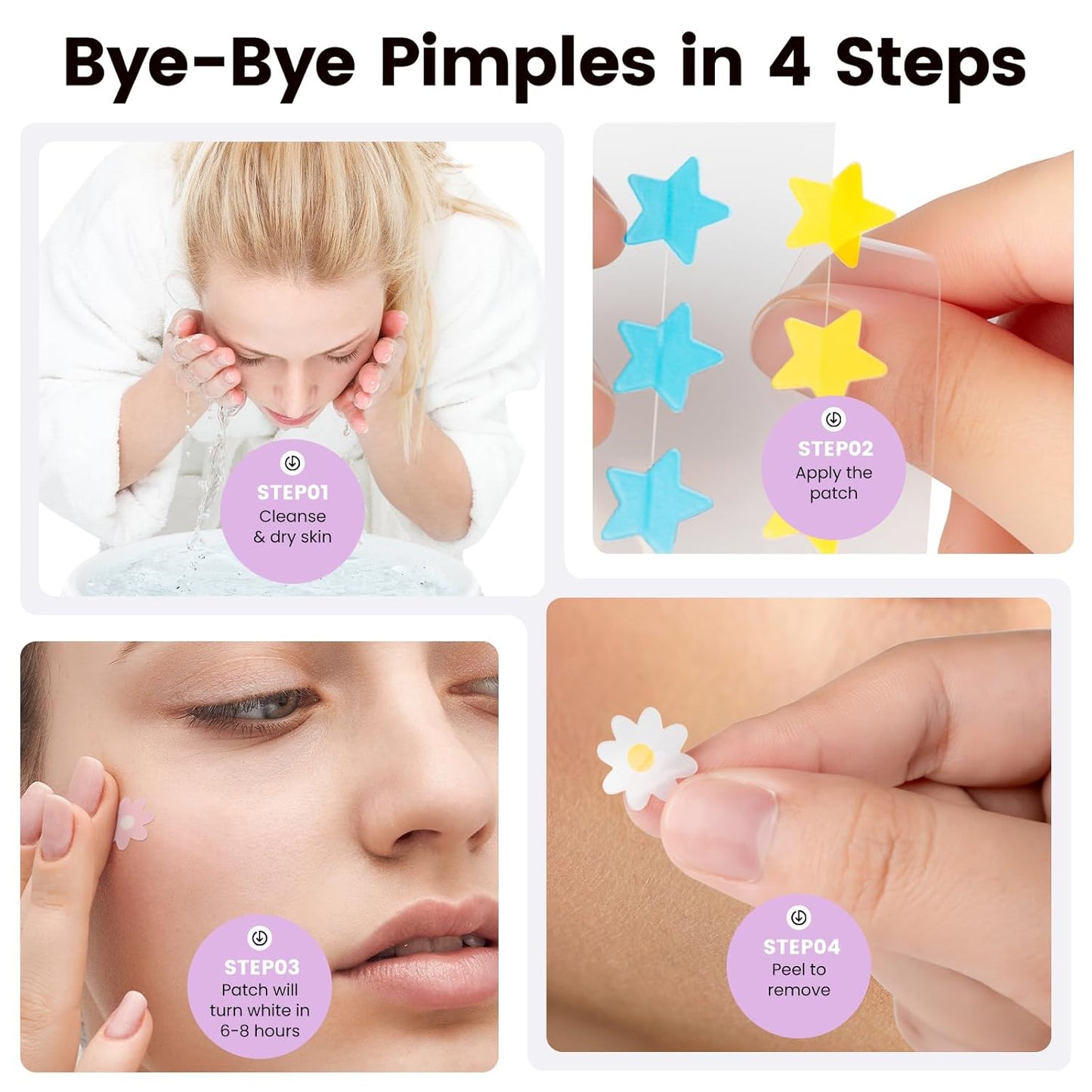 Cute Pimple Patches, Korean Skincare Star Acne Patches for Face, Multiple Shapes Oil-Absorbing Zit Dots, Vegan & Cruelty-Free Blemish Treatment with Hydrocolloid & Tea Tree, 40 Count