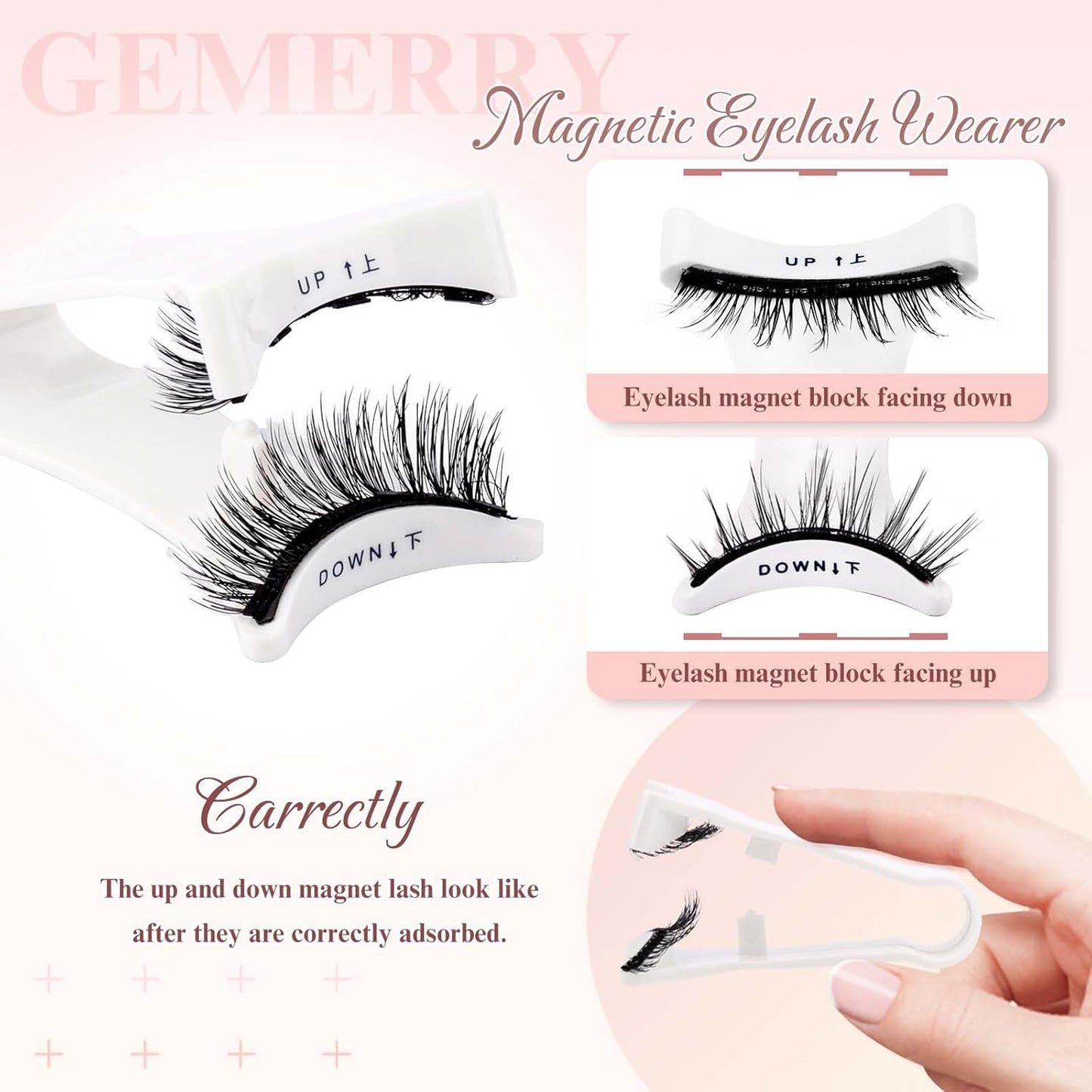GEMERRY Magnetic Eyelashes with Applicator Magnetic Lashes Natural Look No Glue No Eyeliner Needed Soft Strip Lashes