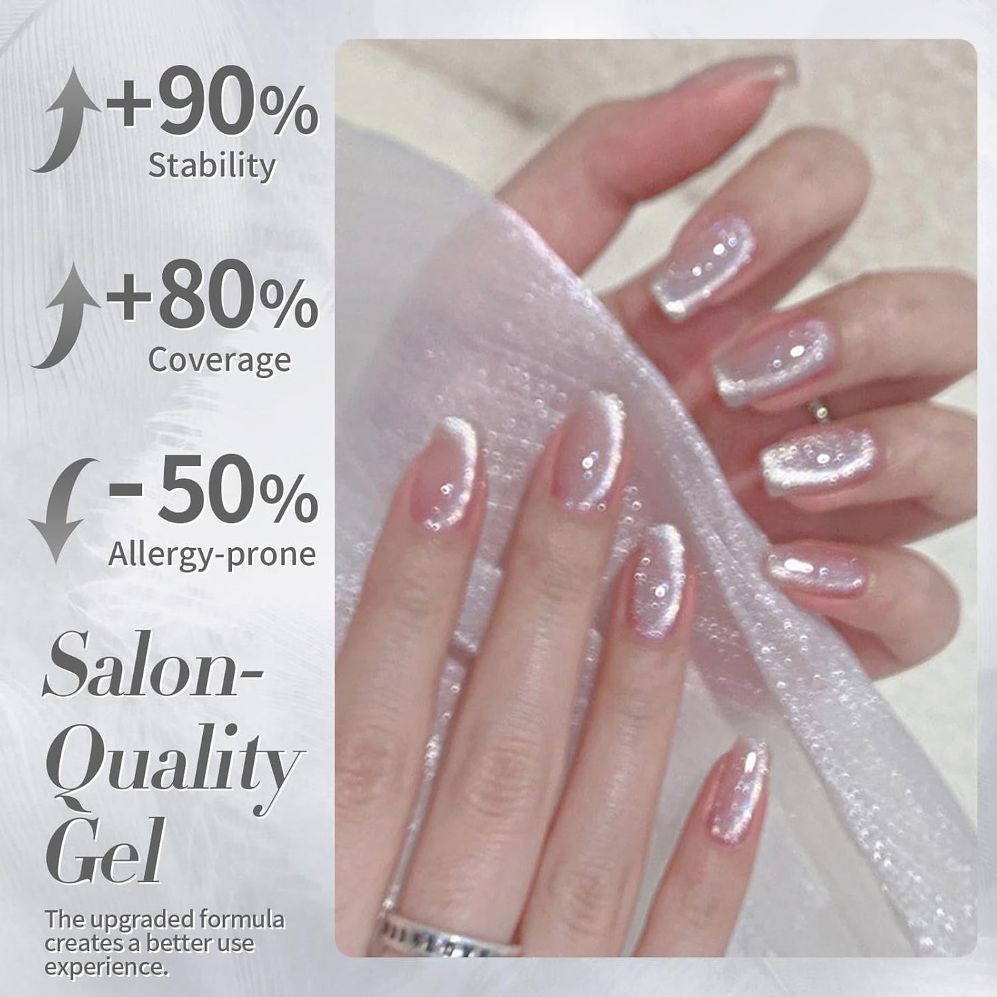 Born Pretty Cat Magnetic Eye Gel Nail Polish, Holographic Glitter Super Shine Gel Nail Polish Soak Off Led Nail Polish Nail Art Gel Manicure Salon DIY Gifts 15ML