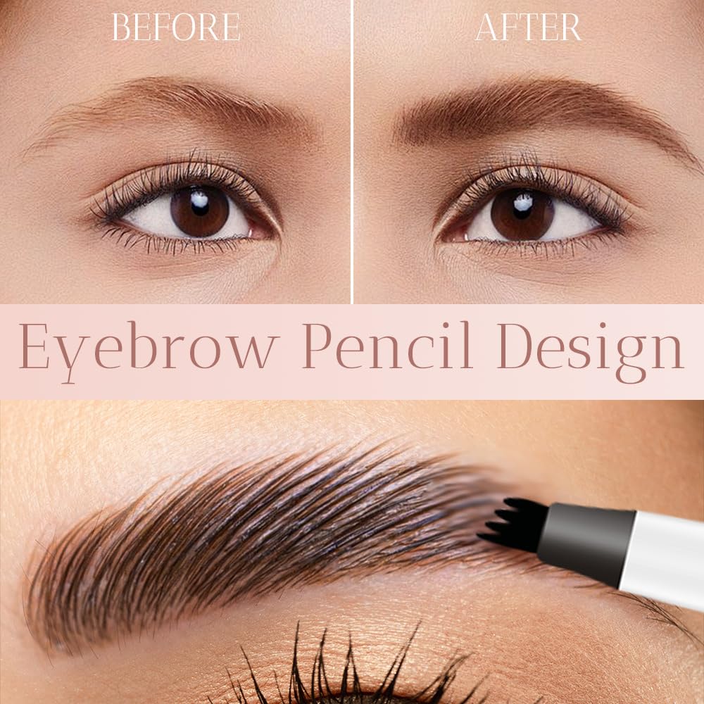 2025 Upgrade Waterproof Brow Pencil with Micro-Fork Tip,3D Magic Eyebrow Pencil 4-Head Split Waterproof Long-lasting Eyebrow Pencil,Natural Makeup Fine Stroke Eyebrow Tattoo Pencils (Light Brown)