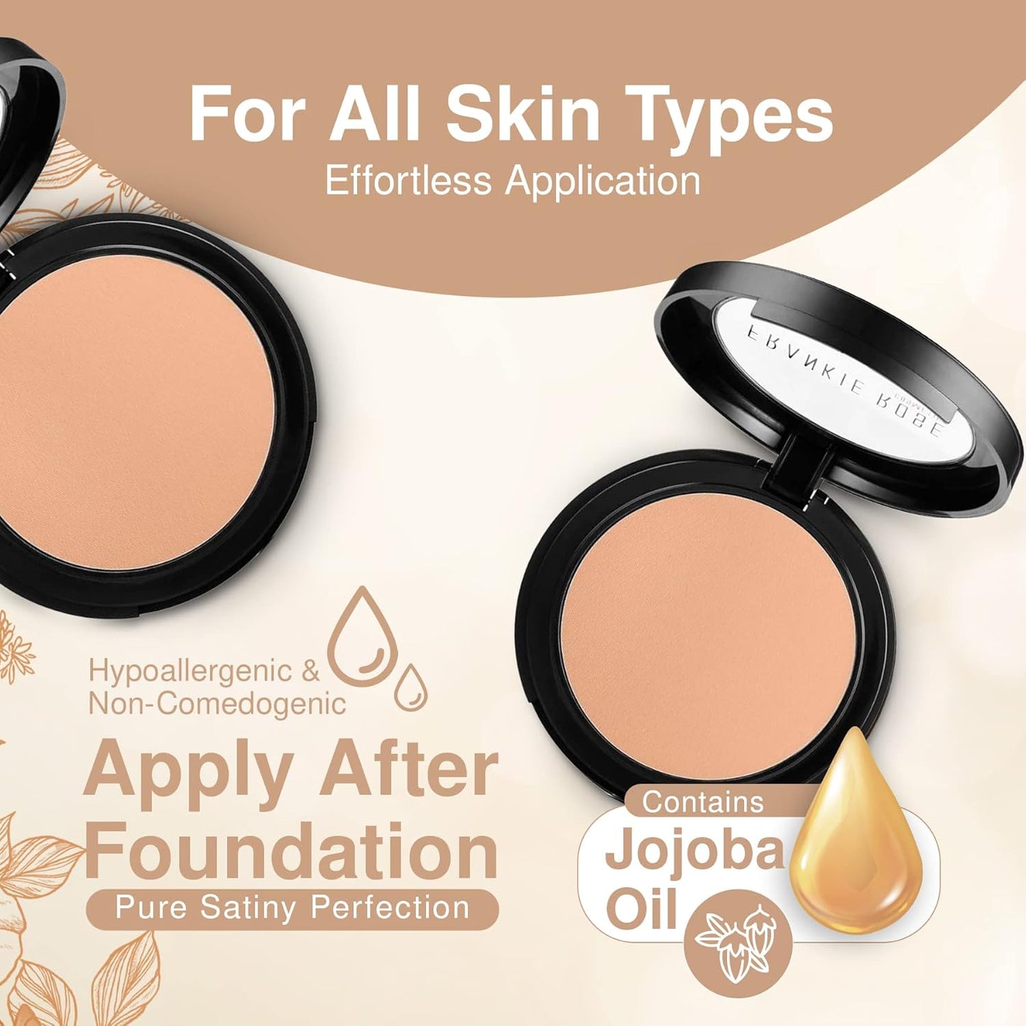 Frankie Rose Cosmetics Powder Foundation – Full Coverage Face Powder For Pores & Imperfections, Evens Out Skin Tone & Shine-Control | 58 Grams (Vintage)