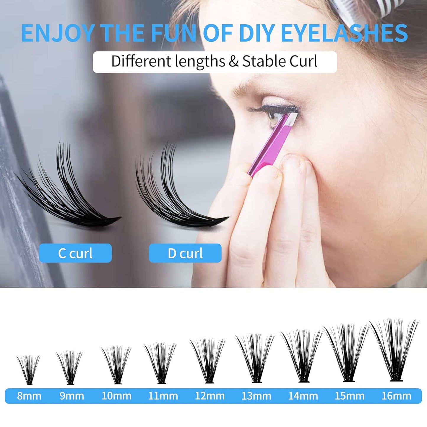 Individual Lashes GEMERRY 280pcs Large Tray 0.07mm Lash Clusters 40D 8-16 MIX D Curl Cluster Lashes Soft &Natural Individual Lashes Cluster Reusable DIY Eyelash Extensions