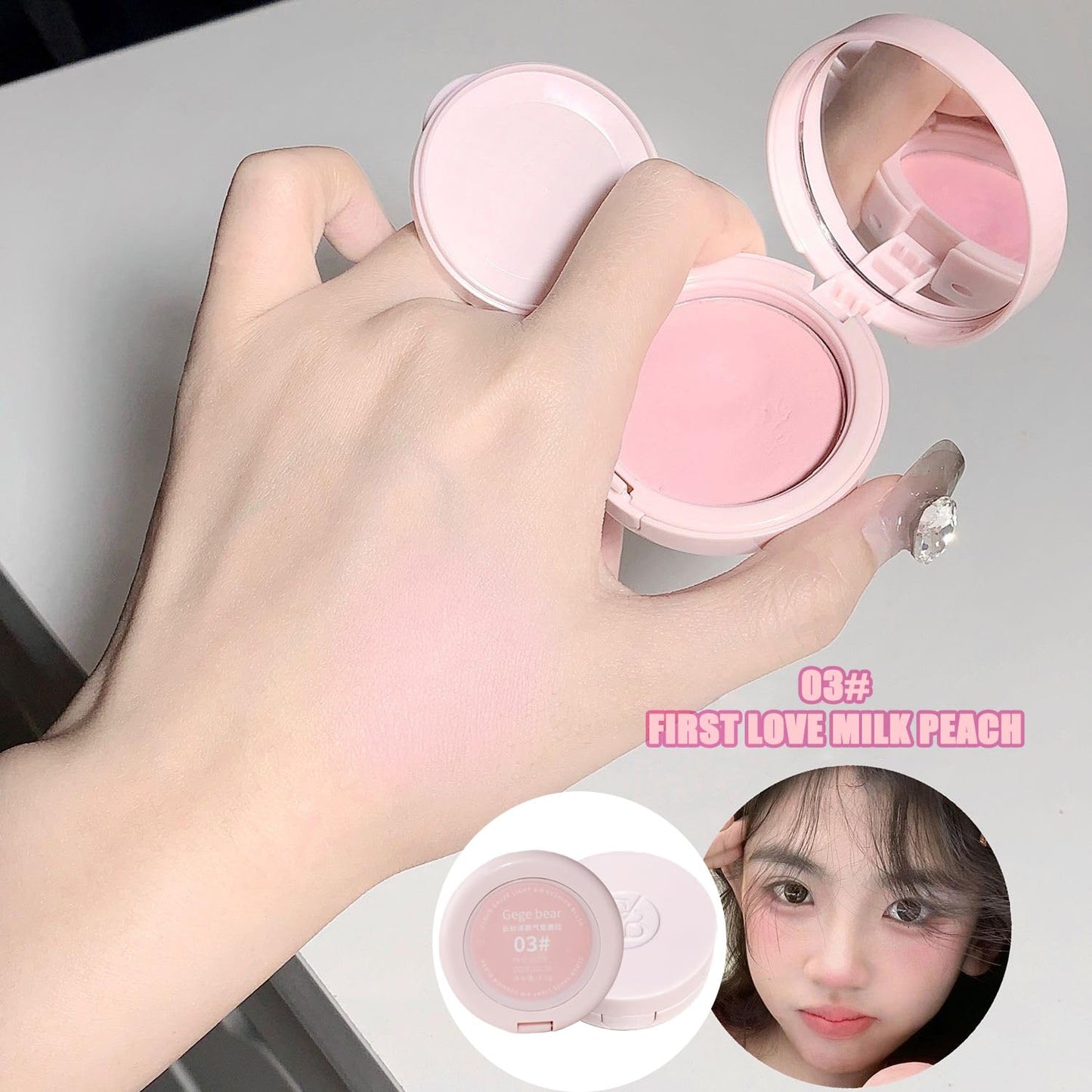 Air Cushion Blush,Wearing Skin Tint Blush Makeup for Cheeks,Smudge Proof, Natural-Looking, Dewy Finish,Easy to Apply and Create a Natural Flush