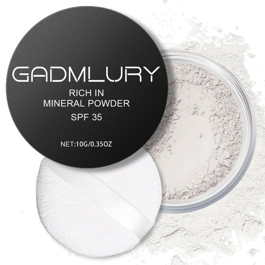Mineral Setting Powder, SPF 35, Sunscreen White Face Loose Blurring FinishingPowder, Sheer Coverage, Weightless and Oil Control, Extend Base Makeup (#03 White Setting Makeup)