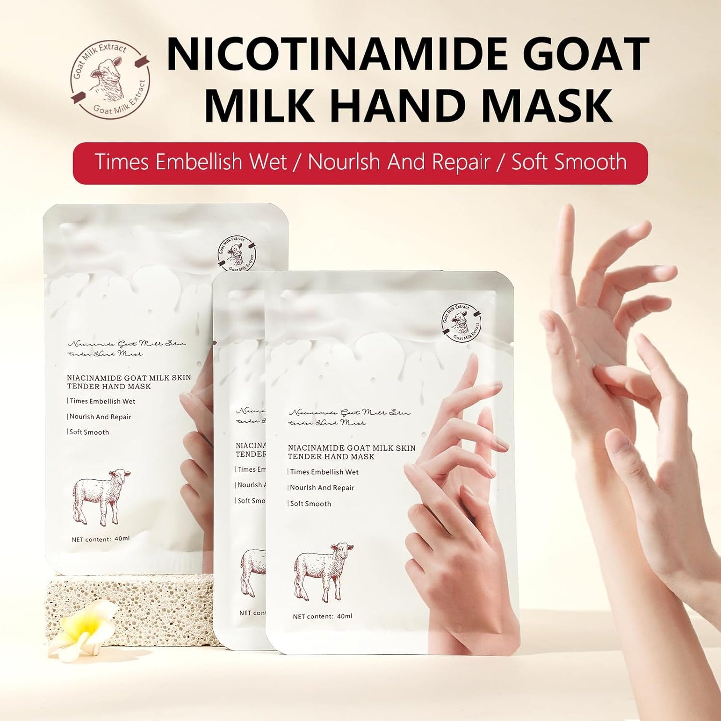 Hydrating Hand Foot Masks Set for Women Men,6 Pack Glove Mask for Dry Hand & 6 Pack Socks Mask for Dry Cracked Feet（Milk）