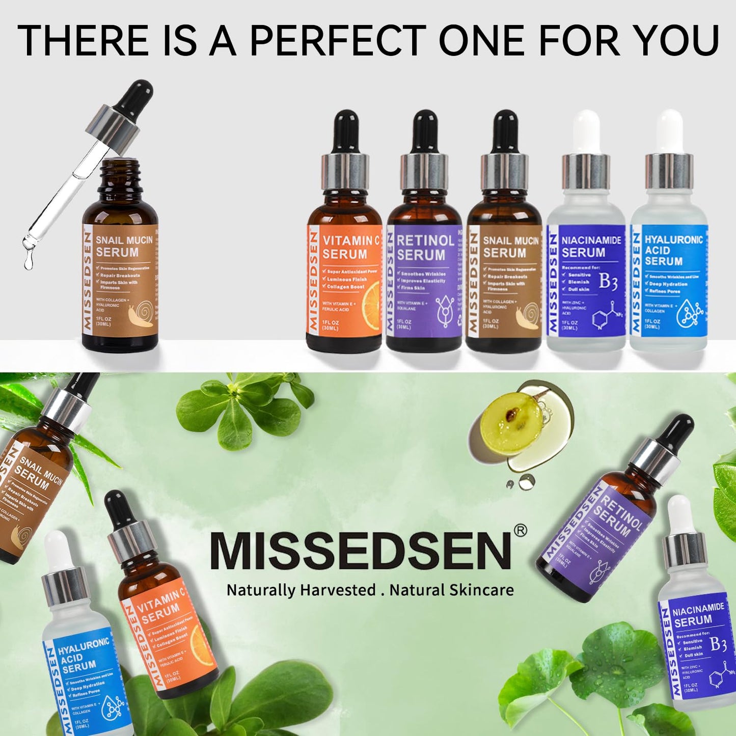 Snail Mucin Serum for Face with Collagen & Hyaluronic Acid,Smoothes Wrinkles,Improves Elasticity,Firms Skin 1 Oz Daily Use