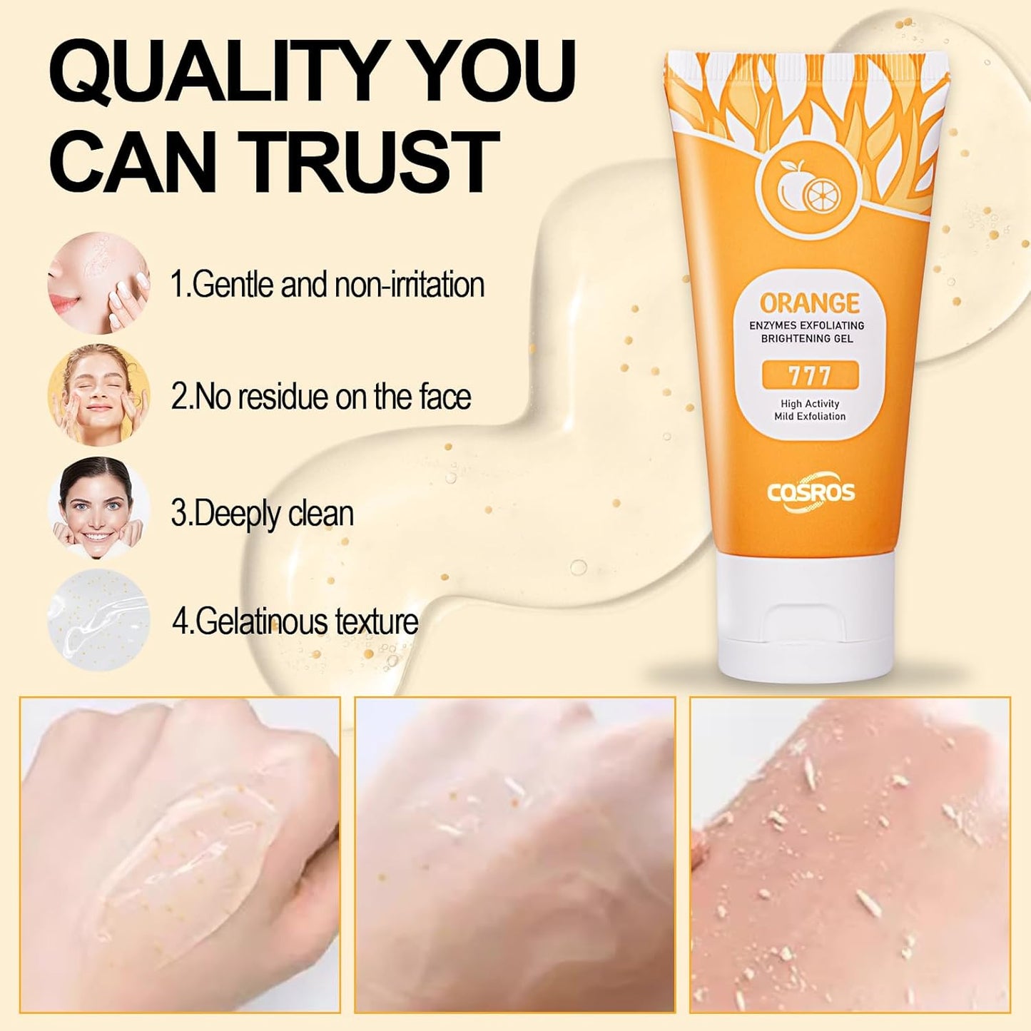 BROUYOUE Orange Exfoliating Gel Scrub for Face and Body Skin, Deep Cleansing Moisturizing Skin Orange Peeling Gel, Natural Orange Exfoliating Gel for All Types Skin (1pc)