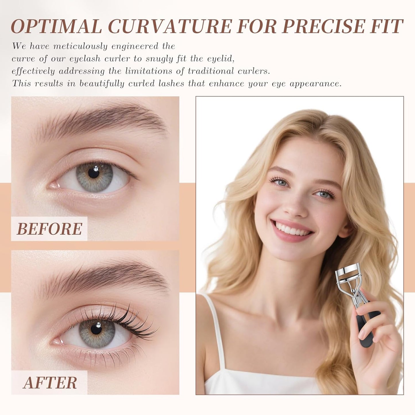 docolor Eyelash Curler with Eyelash Comb, Lash Curler with 8 Pcs Silicone Refill Pads Suitable for All Eye Shapes Curl up to one Day Easy to Operate No Pinching or Pulling Eyelash Eye Makeup Tool