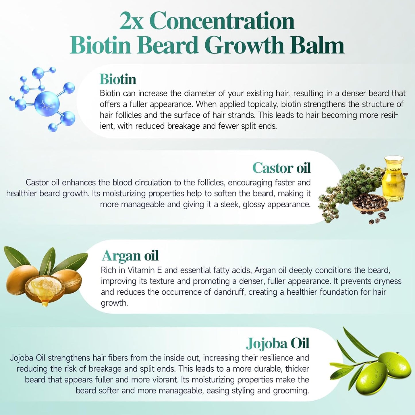 Beard Balm for Men & Conditioning Beard Wax - Made with Castor Oil Natural and Organic Ingredients - Hydrates & Thickens Facial Hair Growth- 2 Ounce Tin (Cedarwood)