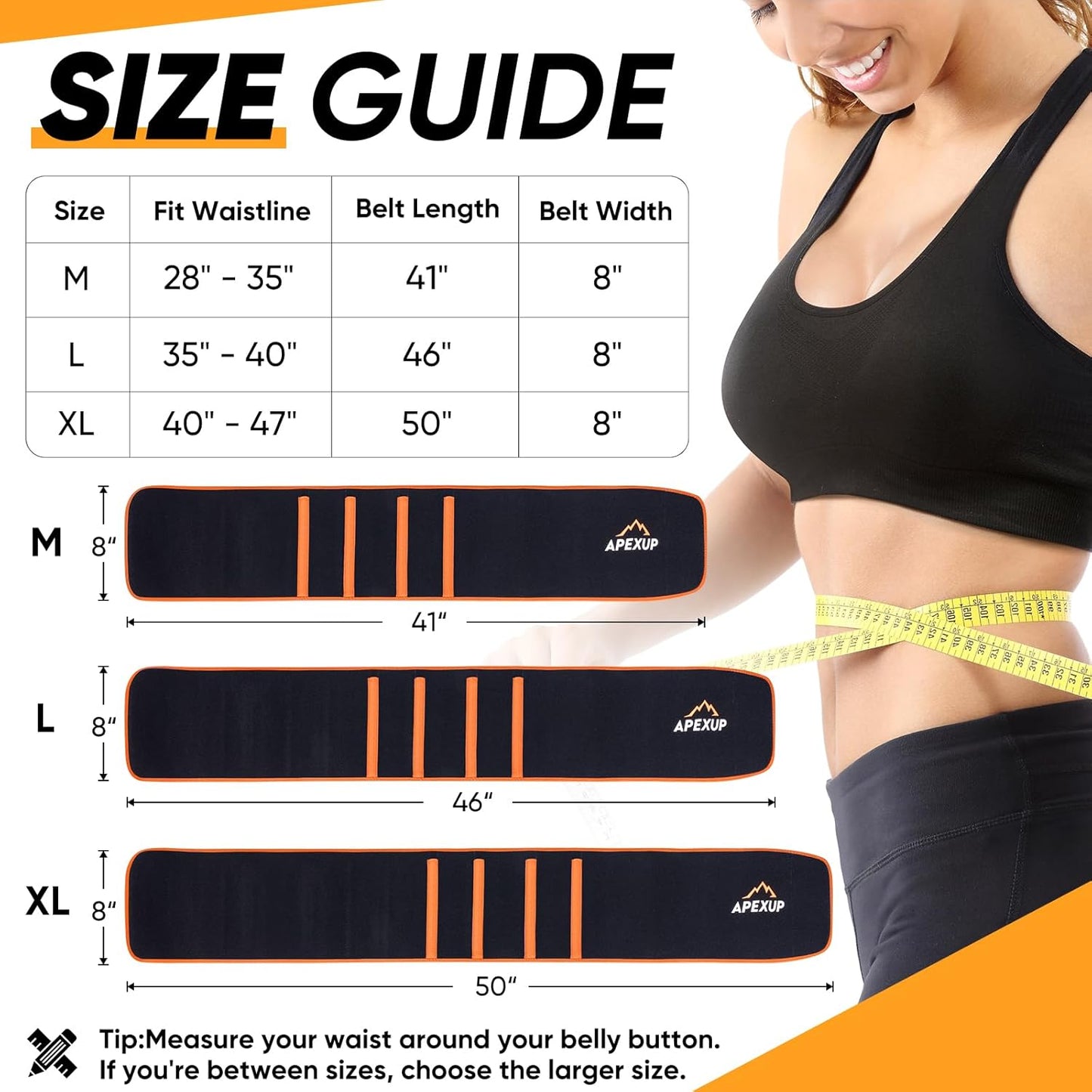 APEXUP Sweat Waist Trainer for Women and Men, Neoprene Waist Trimmer Belt Slimming Sweat Band with Removable Lumbar Support