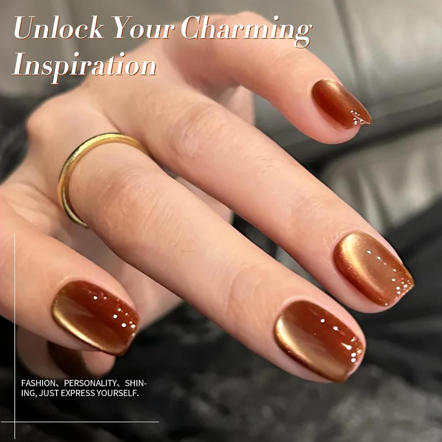 Born Pretty Cat Magnetic Eye Gel Nail Polish, Brown Moonlight Cat Magnetic Gel, Fall Winter Glitter Magnetic Soak Off U v Nail Gel Diy Art for Girls Women 15ML