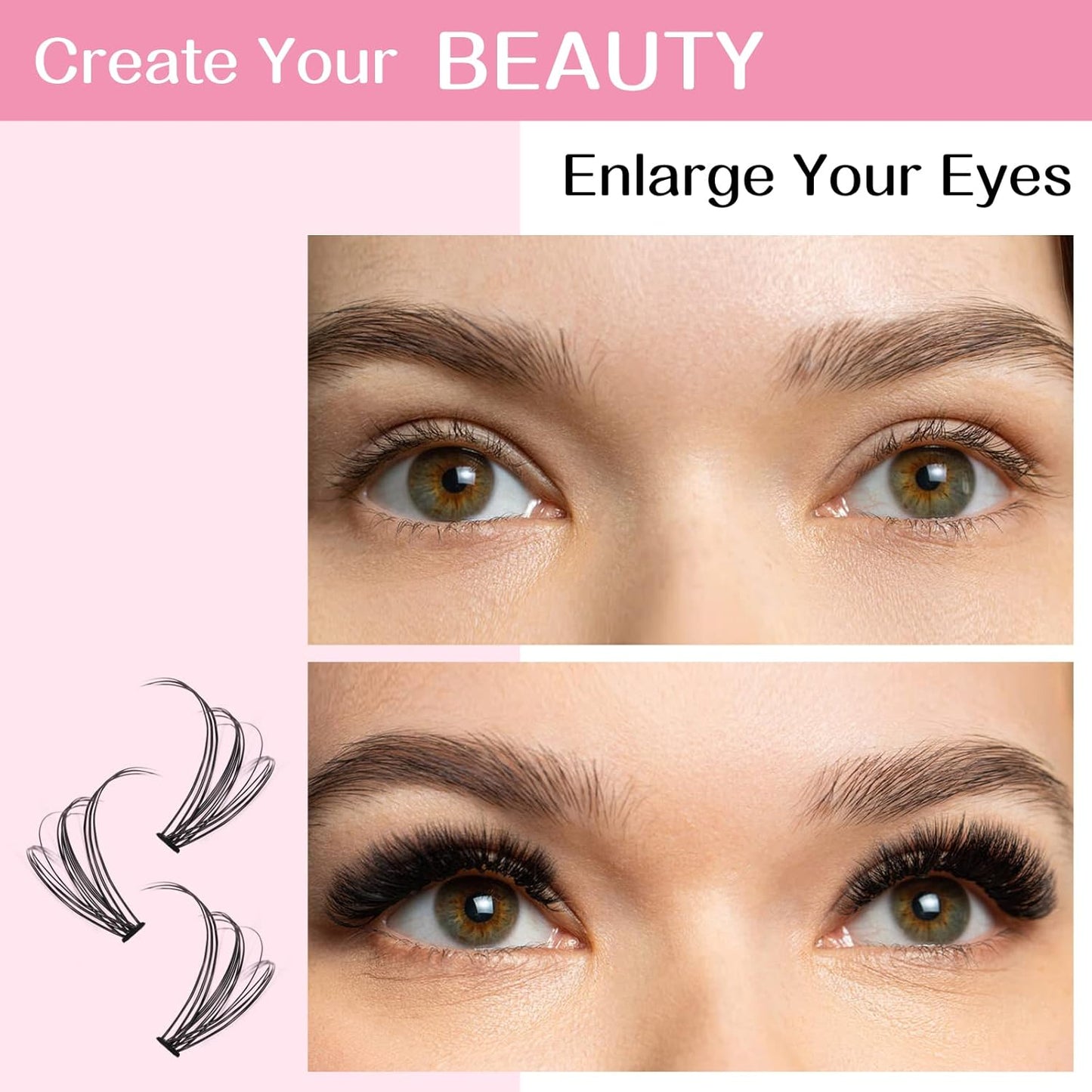 280 Pcs Individual Lashes 20D-D-0.07-9-16mix Cluster Lashes 10D 20D C D Curl Wispy Lashes Bottom Lashes DIY Lashes At Home（20D-D-0.07-9-16mix）