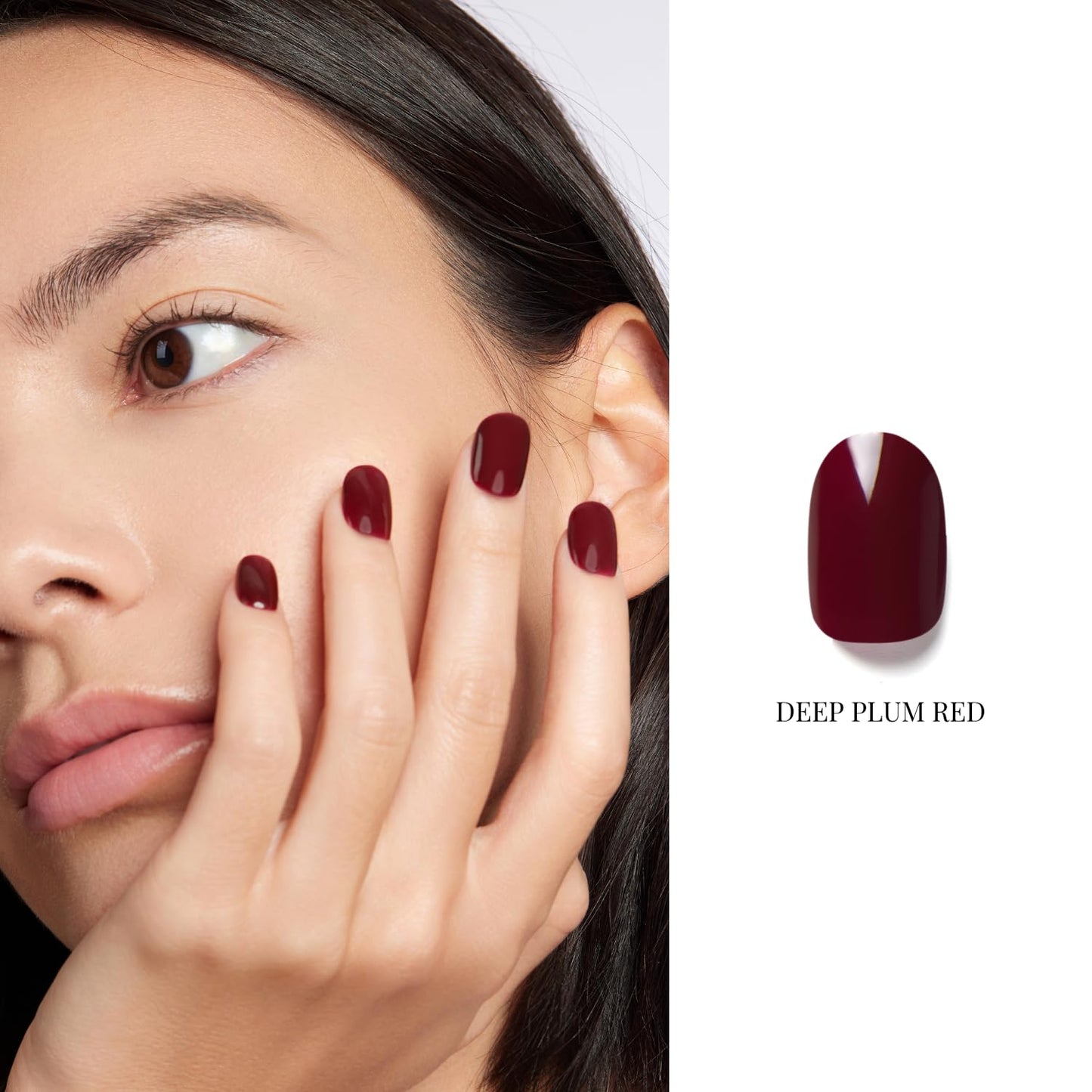 NAILOG One Step Dark Red Gel Nail Polish 12ml Top Coat Color Gel Base 3-In-1 Formula Soak Off UV Gel Polish for Home DIY & Gifting | Deep Plum Red