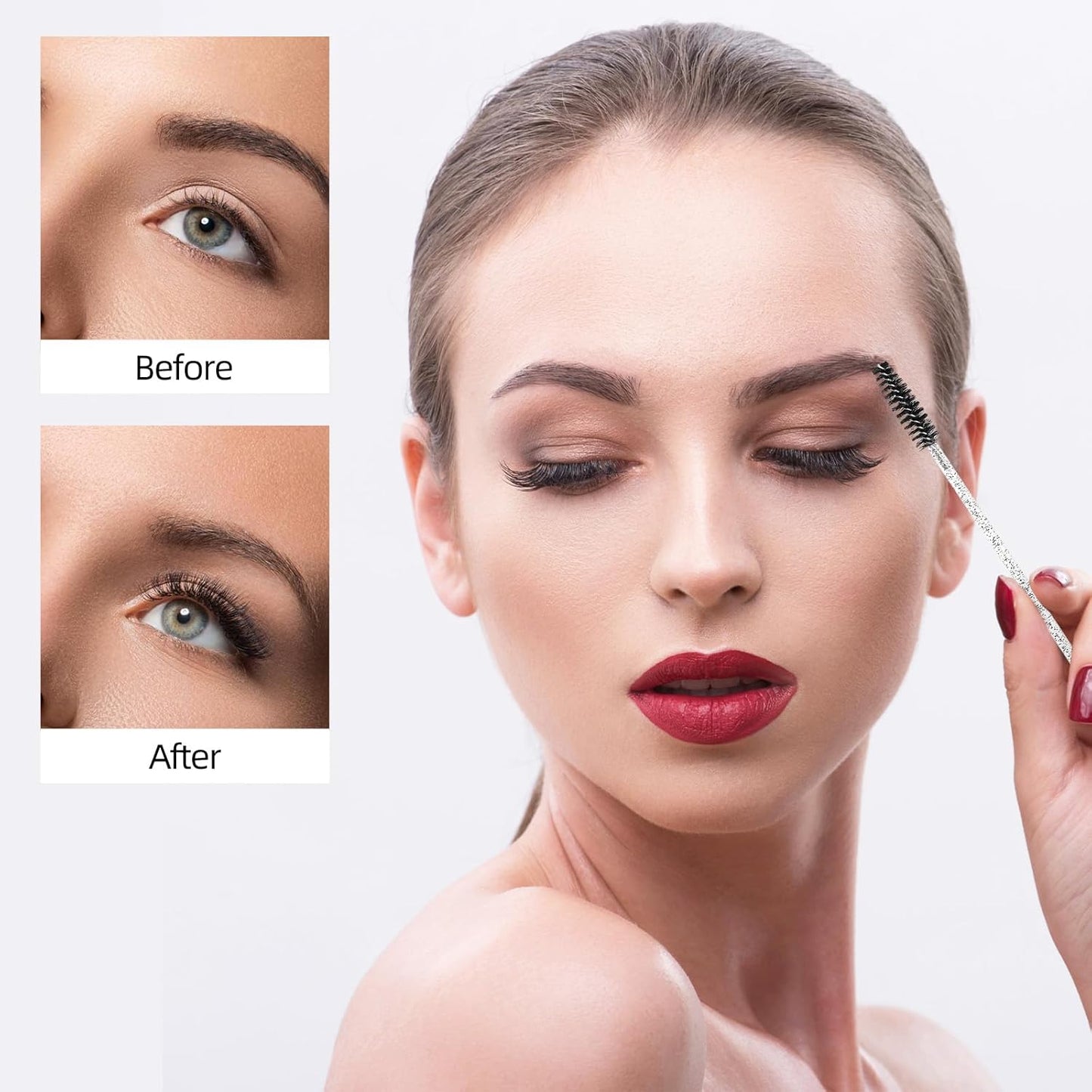 Tbestmax 800 Disposable Mascara Wands, Spoolies Brush for Eyelash Extensions, Crystal Black Spooly Eyelash Eyebrow Brushes Lash Wand Applicator Makeup Kits