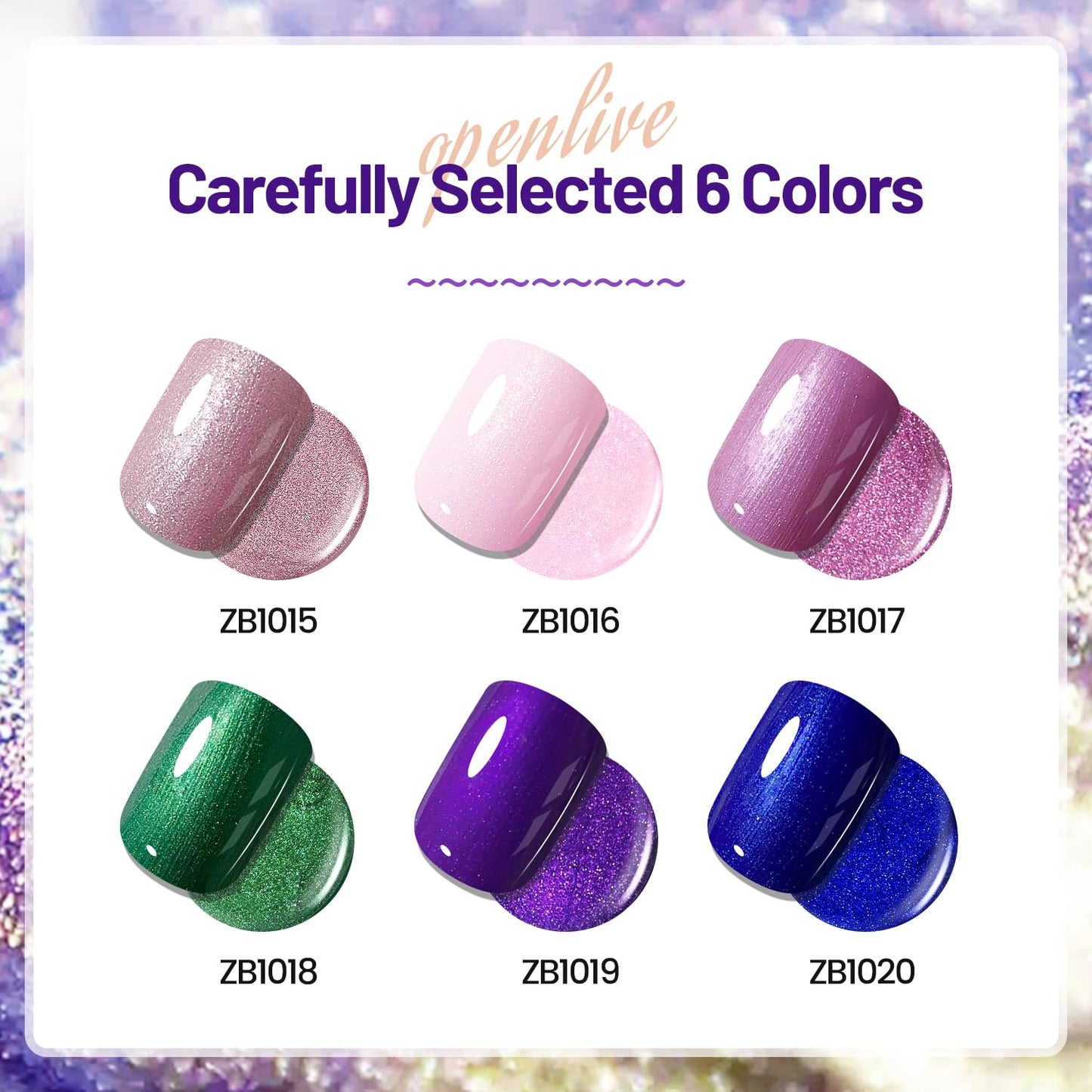 10ml 6 Colors Nail Polish Set Dark Green Pink Glitter Deep Blue Series Nail Polish Gifts for Women